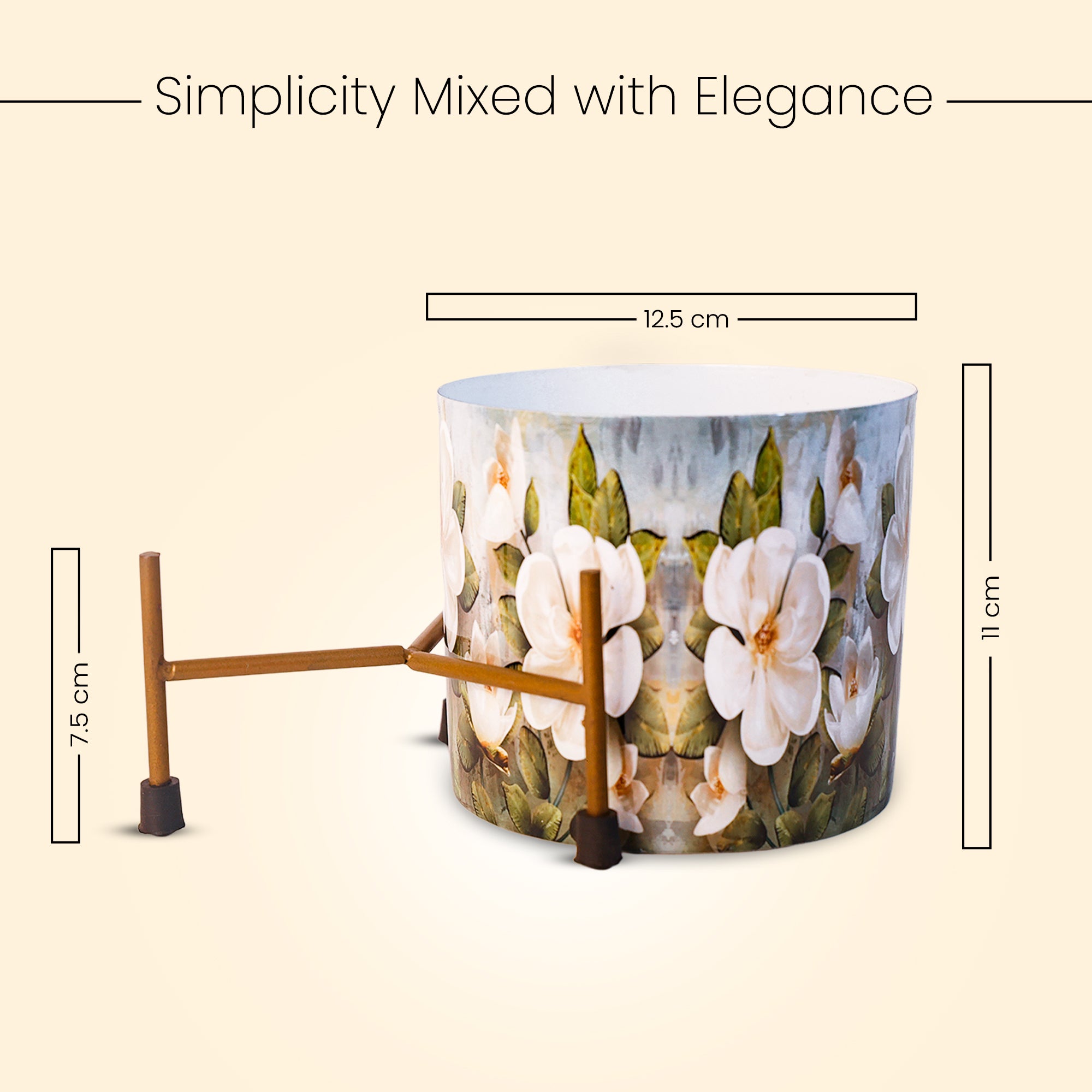 Indoor Metal decor Vase/Planter- Floral