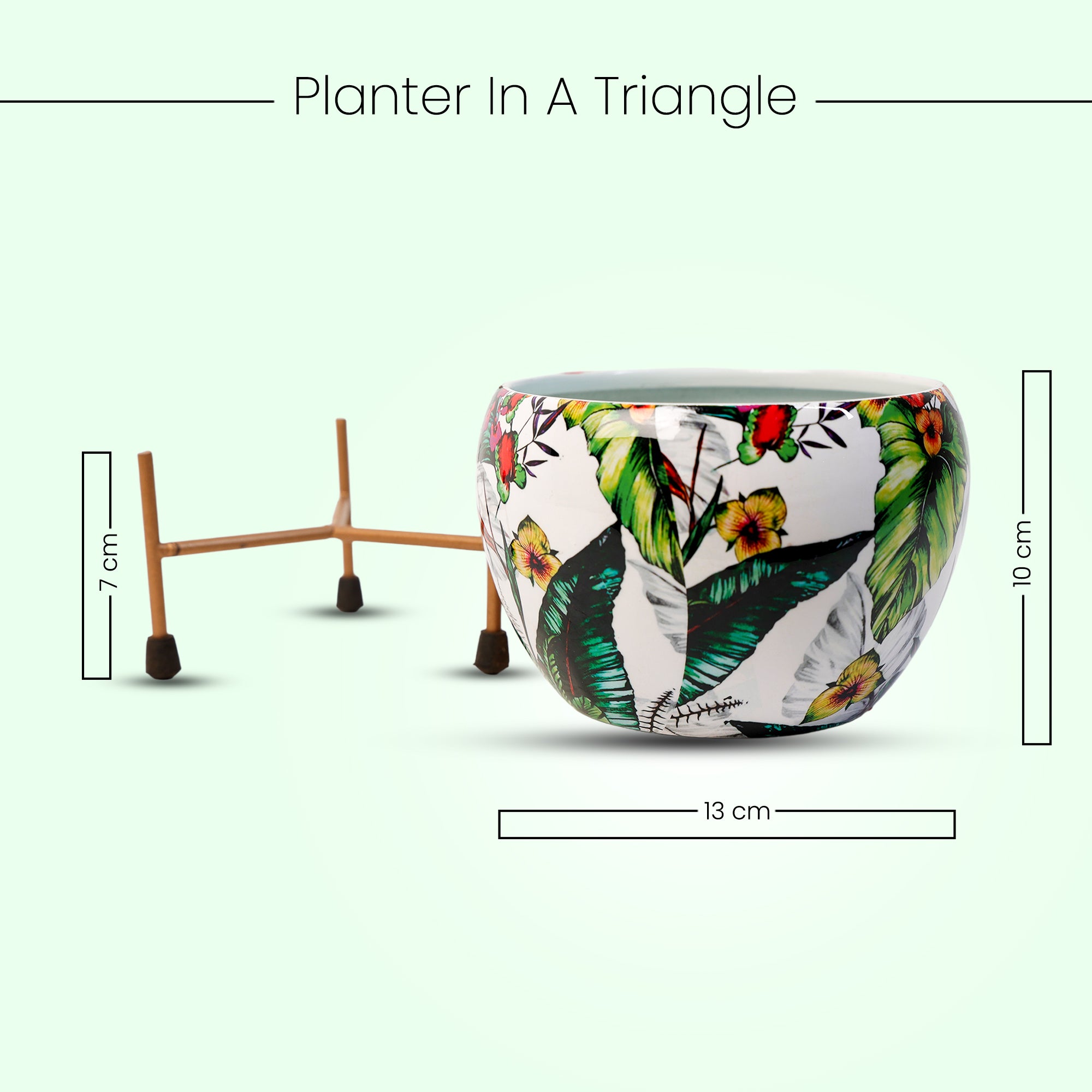 Indoor Metal decor Vase/Planter- White & Green