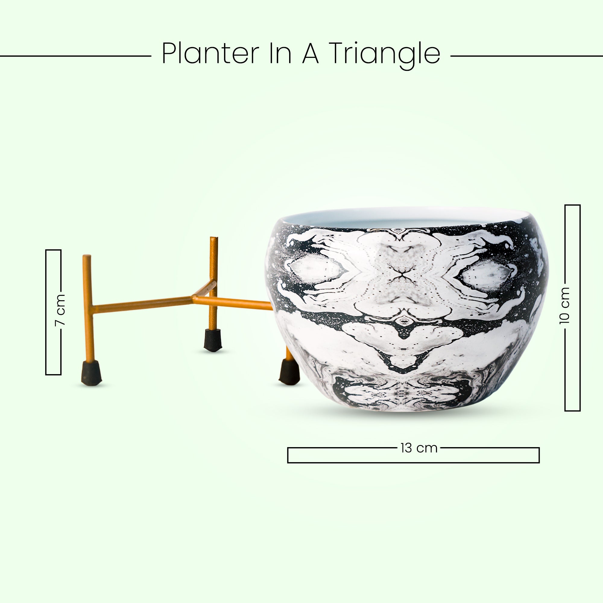 Indoor Metal decor Vase/Planter- White & Black Set of 2