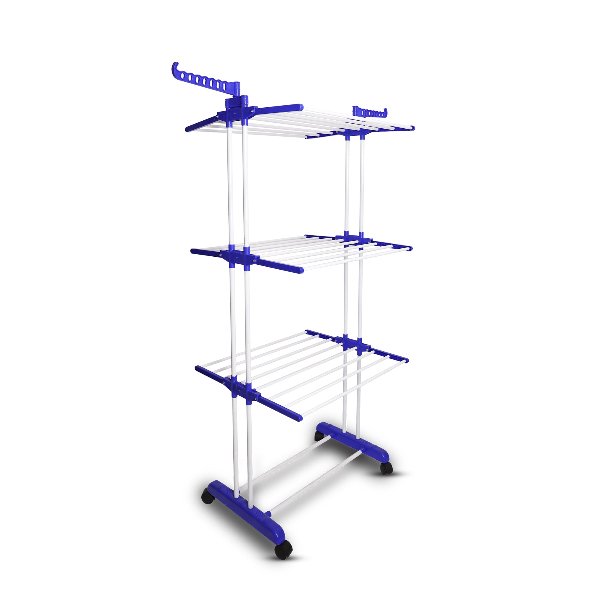 FlexiFold Cloth Drying Stand | 2-Tier Small Foldable Powder Coated Mild Steel I Blue