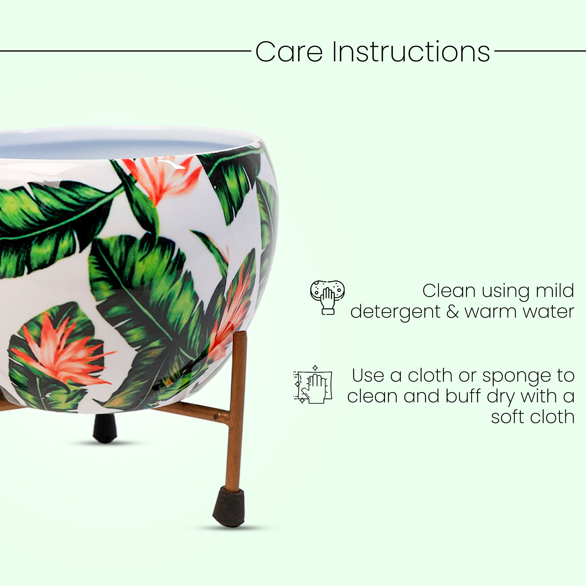 Indoor Metal decor Vase/Planter- White Flower