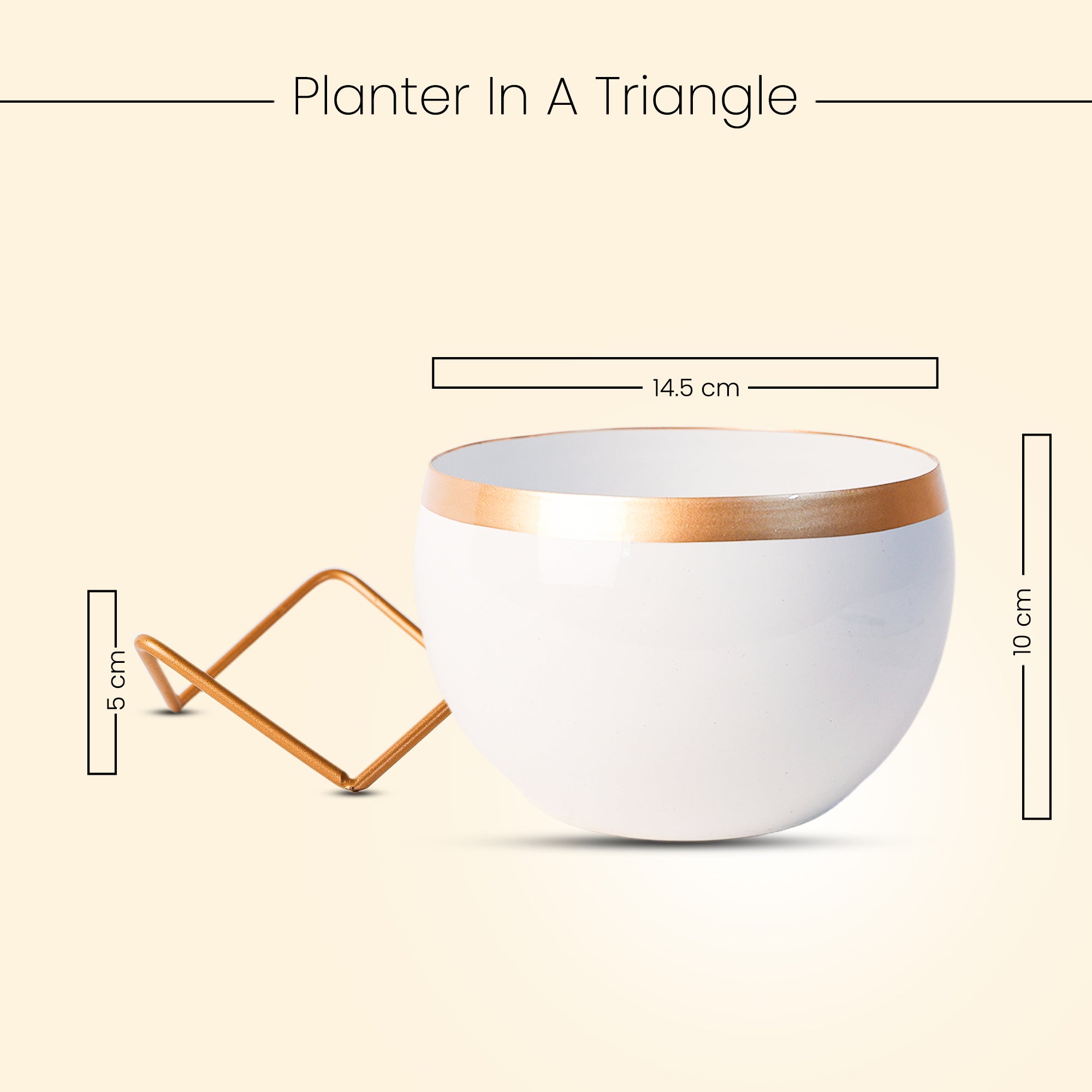 Indoor Metal decor Vase/Planter- White & Gold
