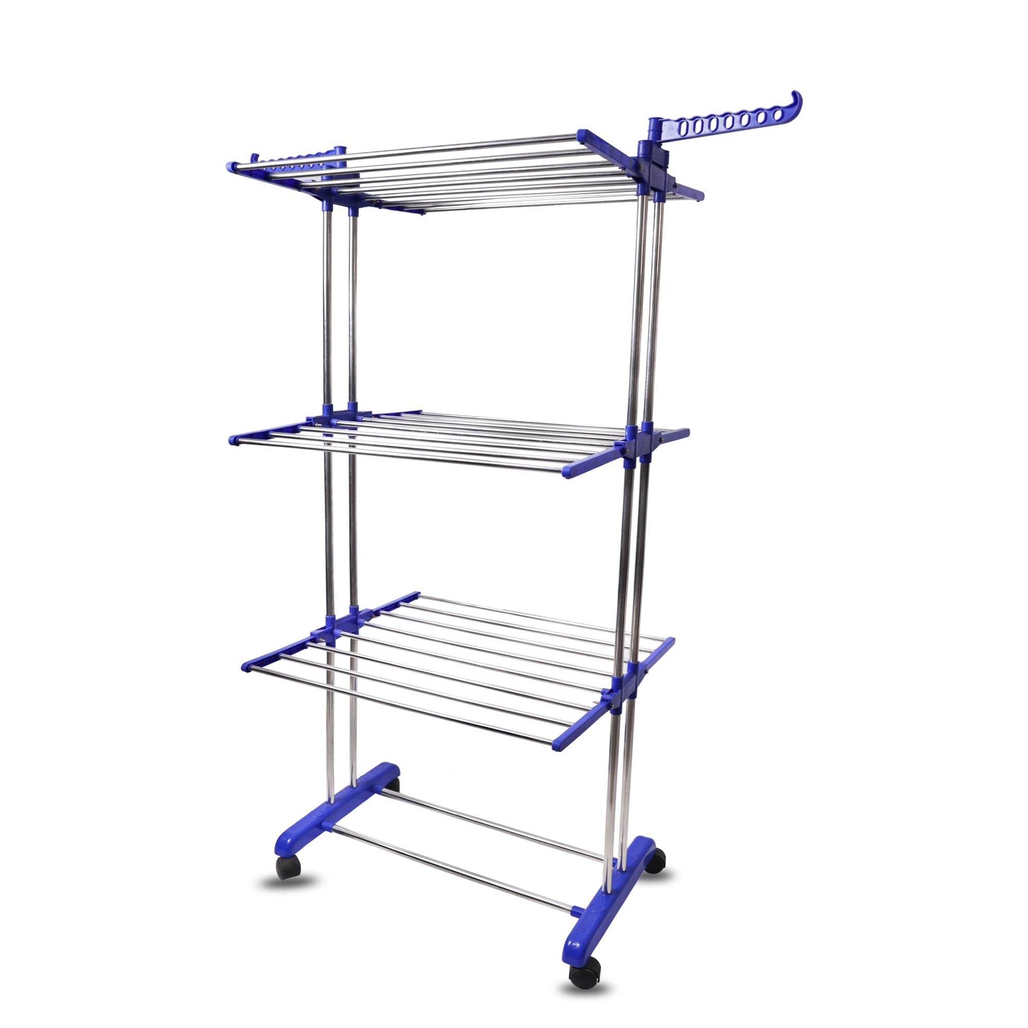 Stainless Steel Cloth Drying Stand I 3-Tier Stainless Steel I (Blue)