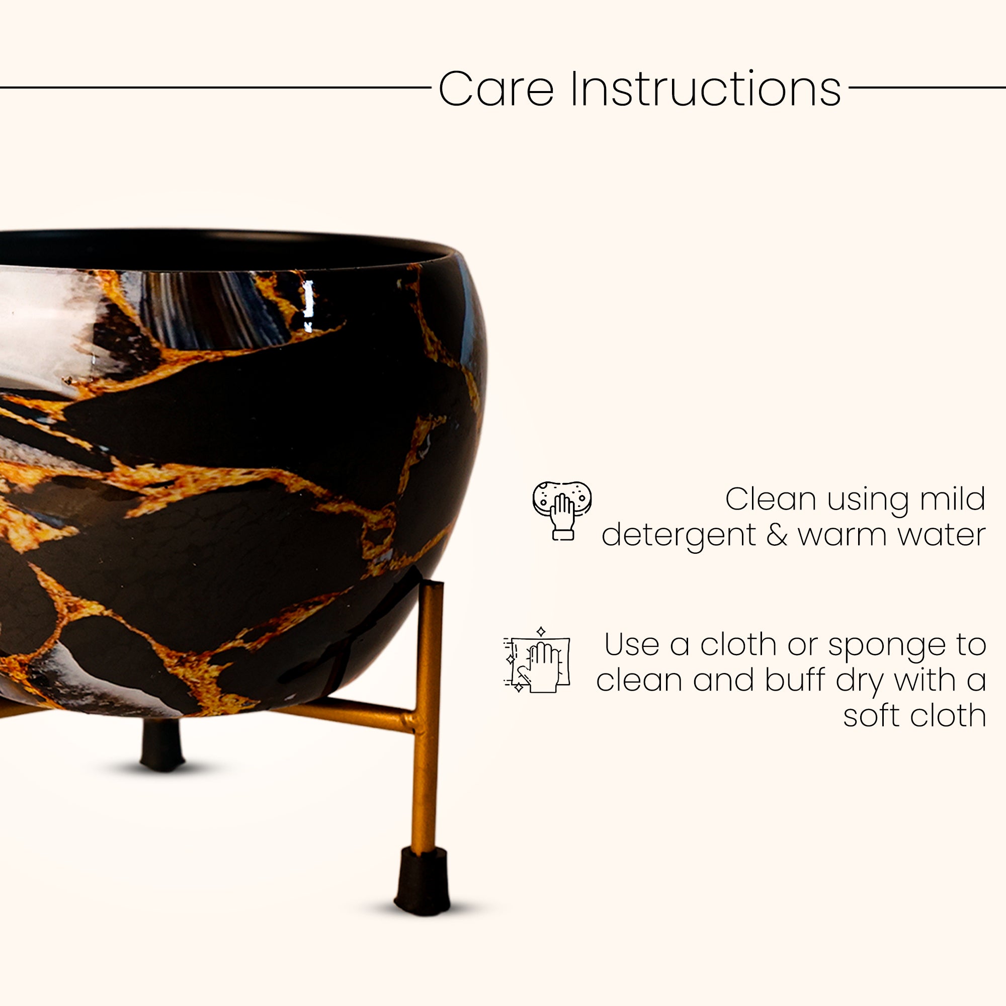 Indoor Metal decor Vase/Planter- Black & Gold