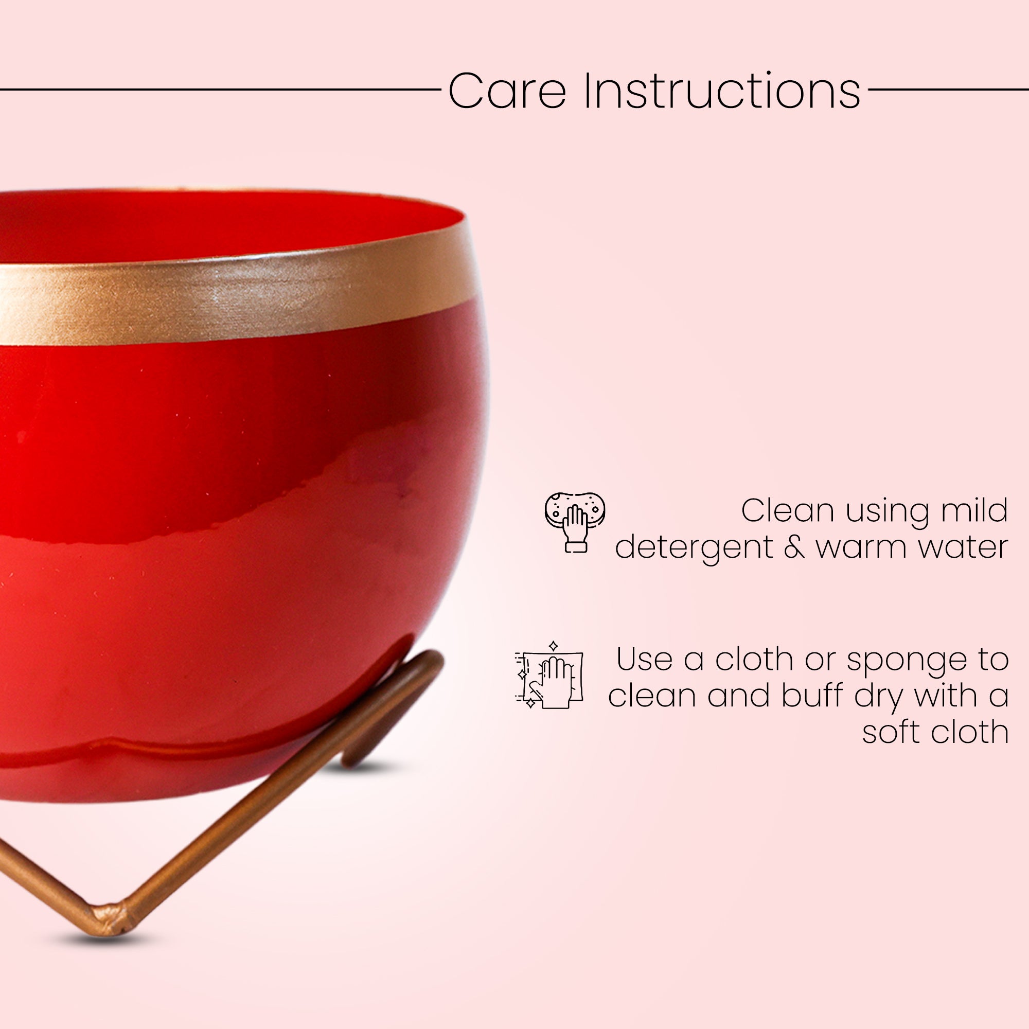 Indoor Metal decor Vase/Planter- Red & Gold