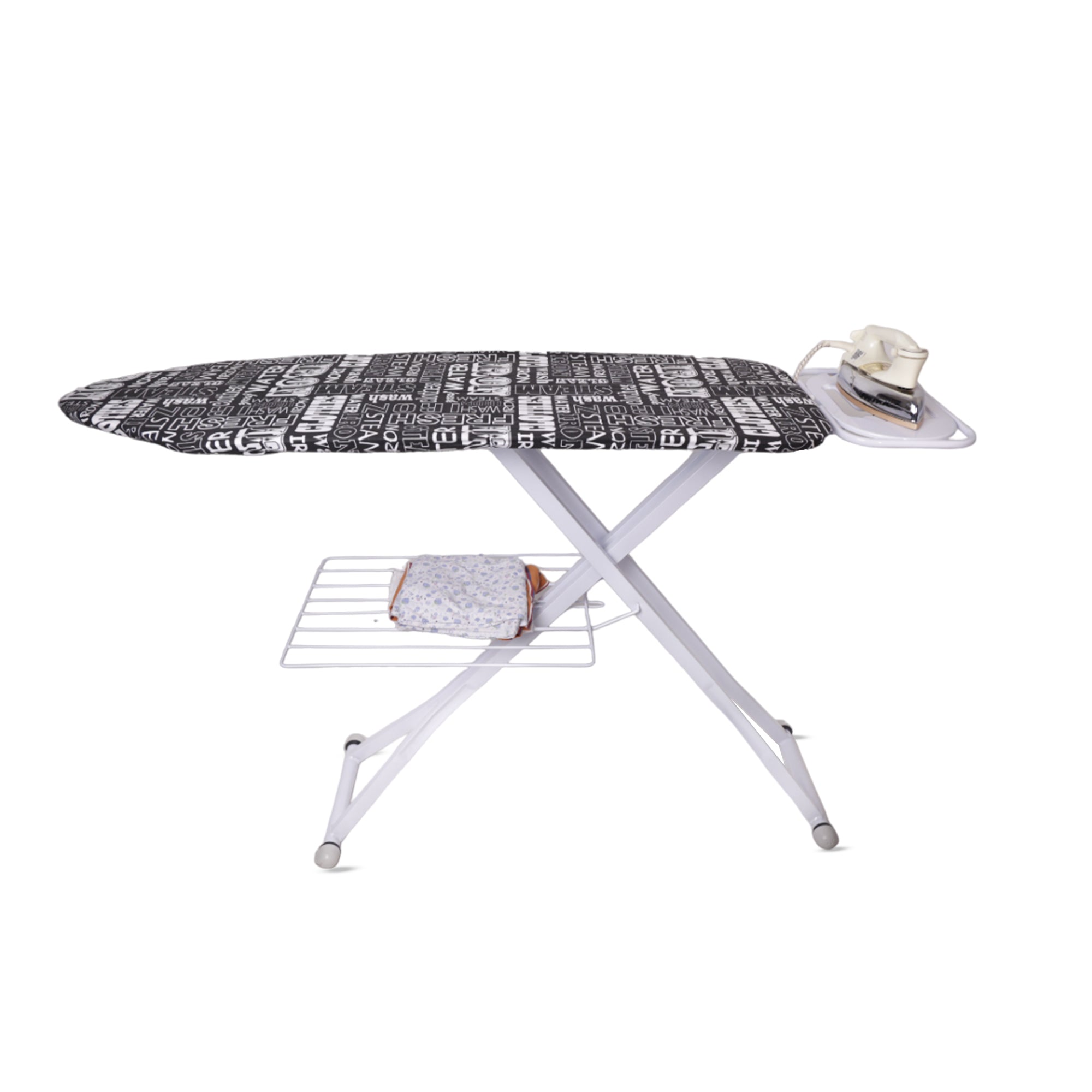Tallinn Ironing Board | Ironing Board Maxima with Silicone Iron Rest & Silicon Stopper | Height Adjustable | Black