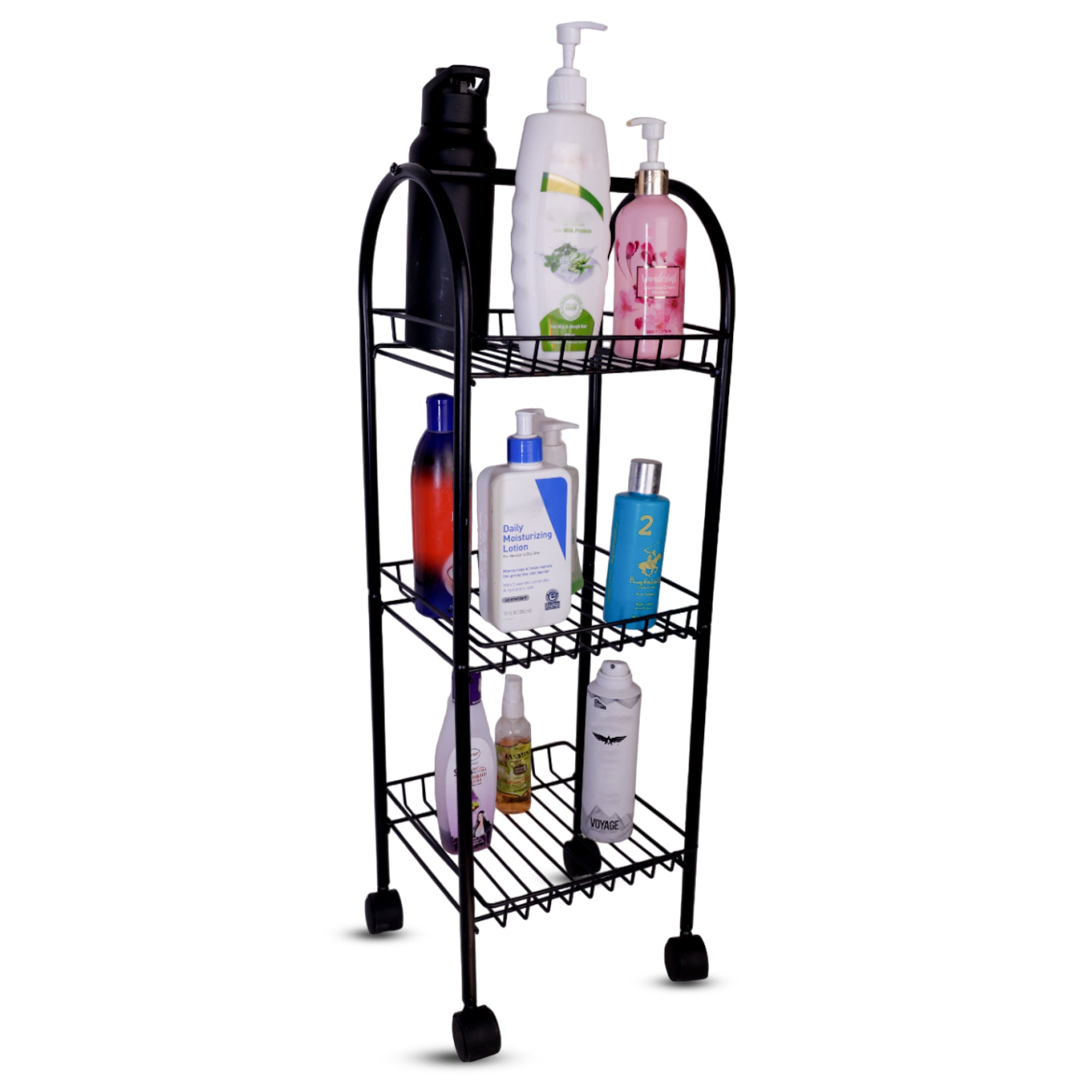 Multi-Purpose Trolley Storage Organizer I Kitchen Trolley with Wheels I Black