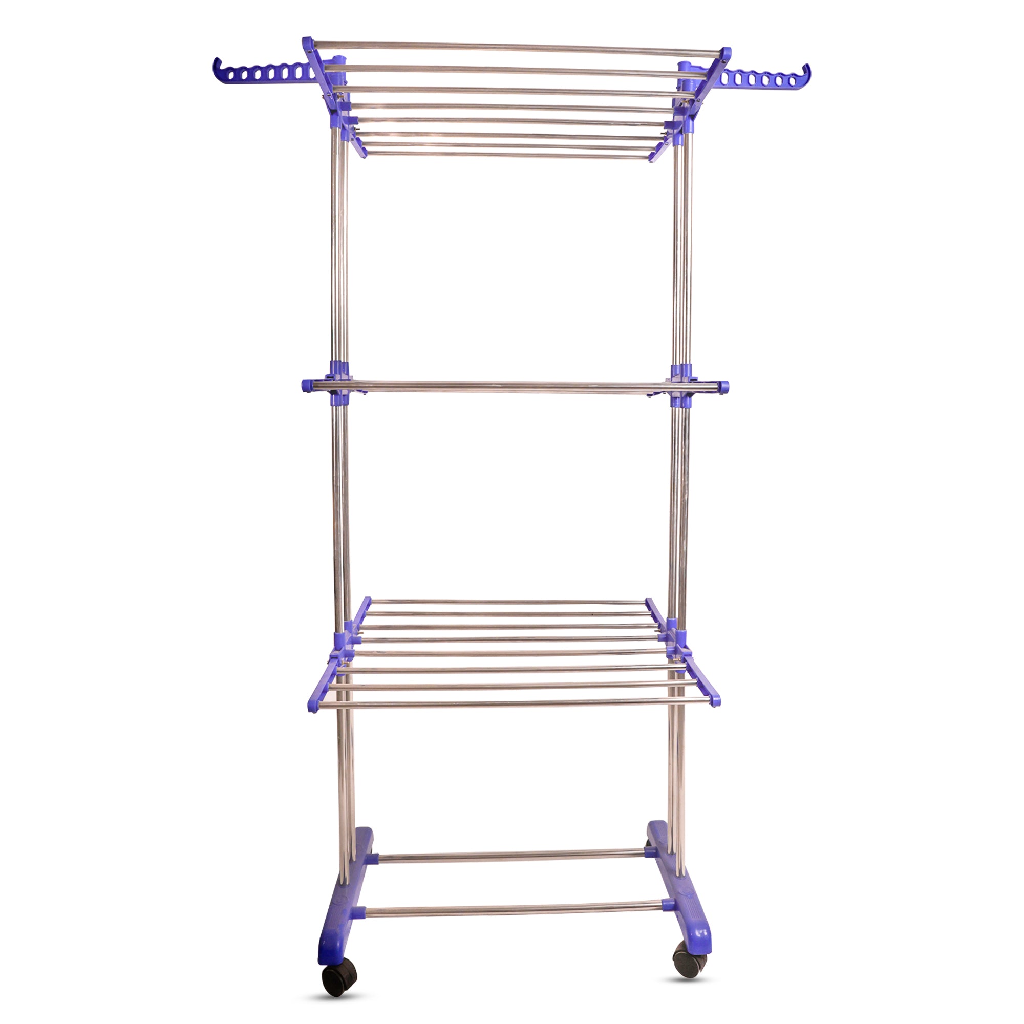 Stainless Steel Cloth Drying Stand I 3-Tier Stainless Steel I (Blue)