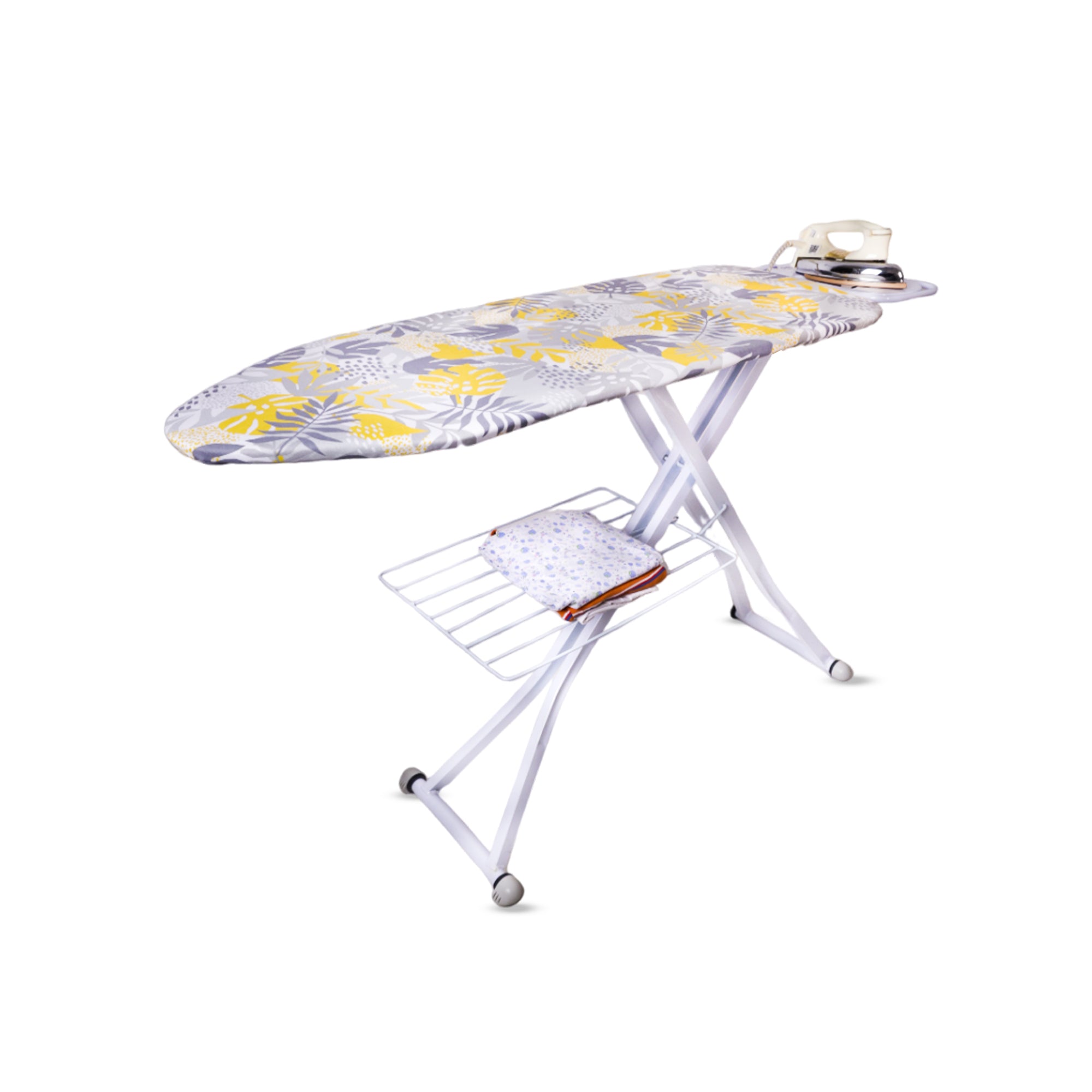 Tallinn Ironing Board |Ironing Board Maxima with Silicone Iron Rest & Silicon Stopper | Height Adjustable | Floral