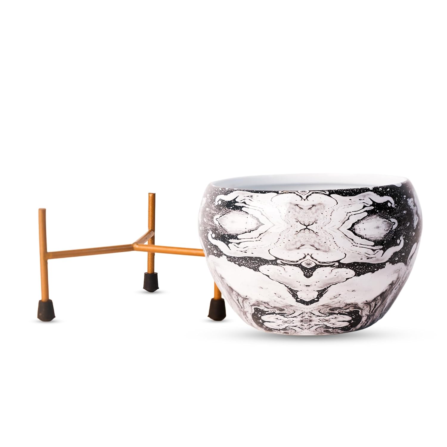 Indoor Metal decor Vase/Planter- White & Black Set of 2