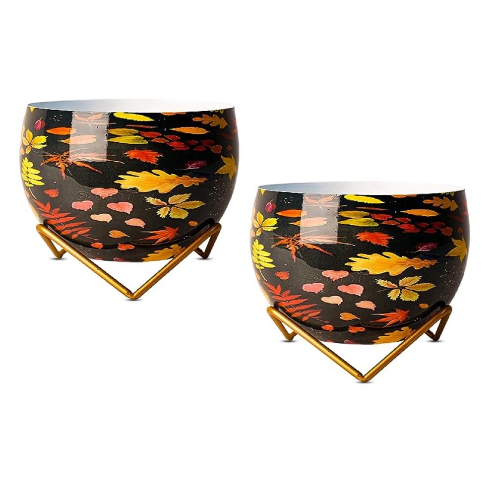Indoor Metal decor Vase/Planter- Black & Yellow Set of 2