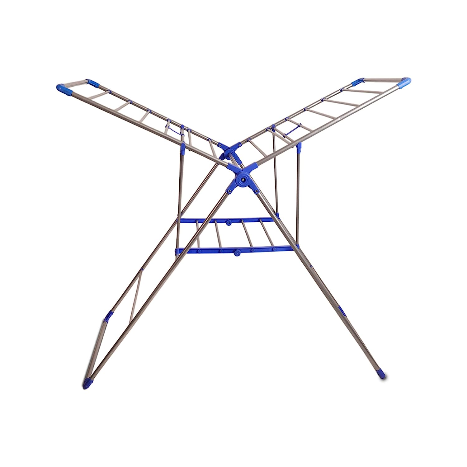 Gullwing Master Cloth Drying Stand | Collapsible Clothes Drying Laundry Rack with Hanging Rods I Blue