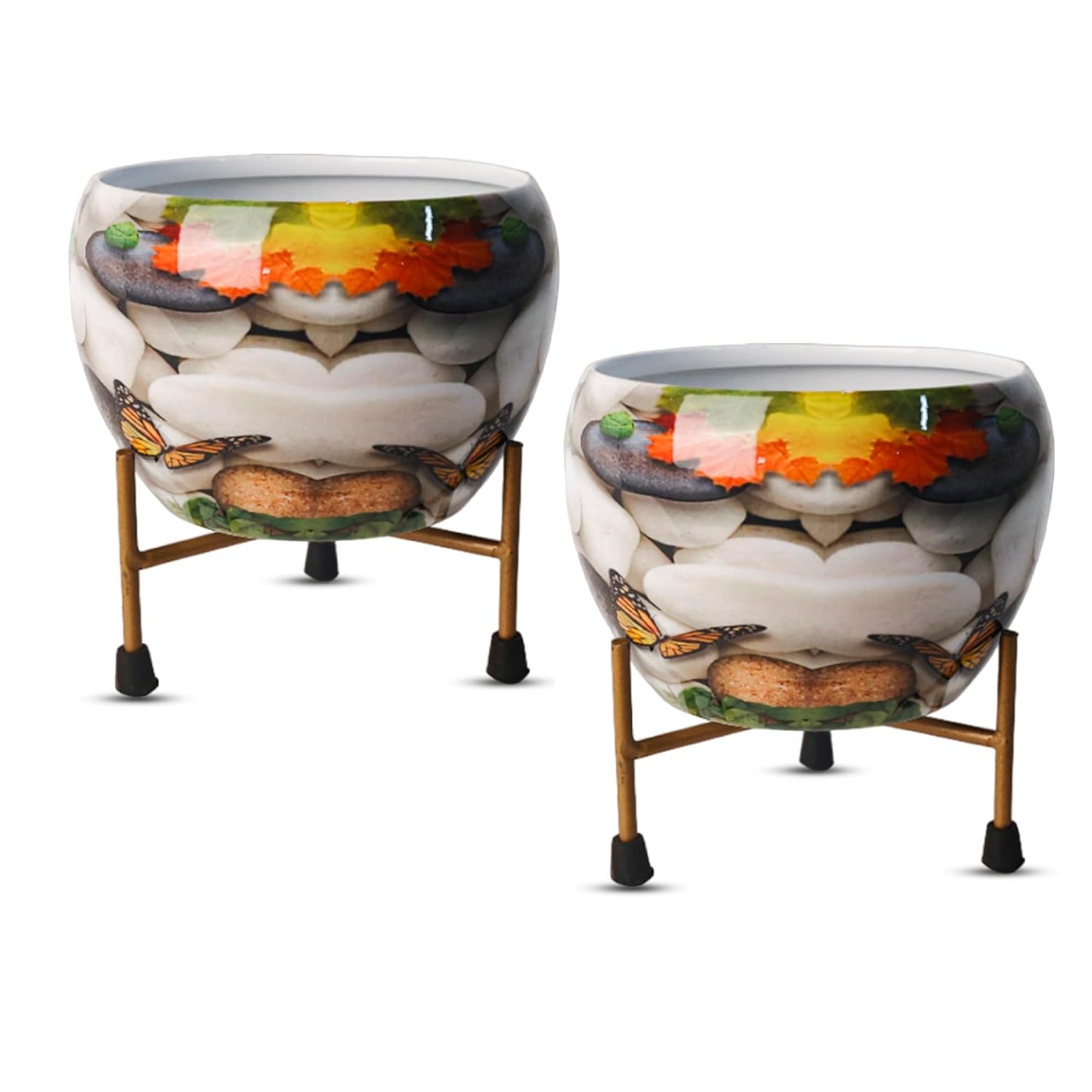 Indoor Metal decor Vase/Planter- Multicolor Set of 2