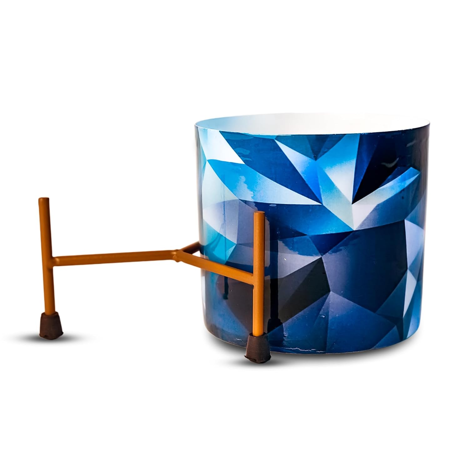 Indoor Metal decor Vase/Planter- Blue & White