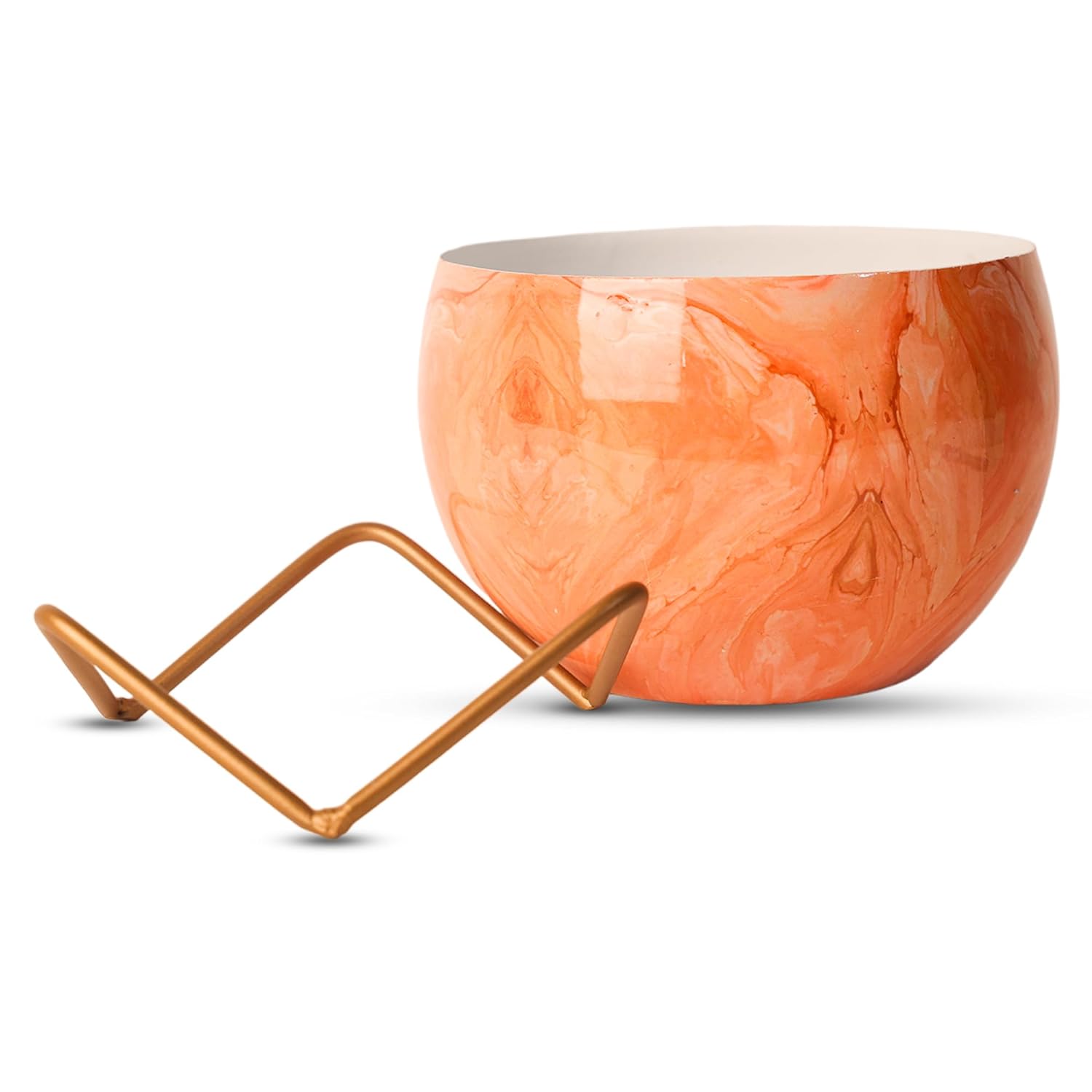 Indoor Metal decor Vase/Planter- Orange Set of 2