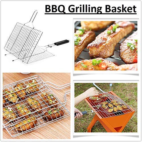 Barbecue BBQ Grill Net Basket Roast Grilling Tray Chromium Plated Handel I Pack of 1
