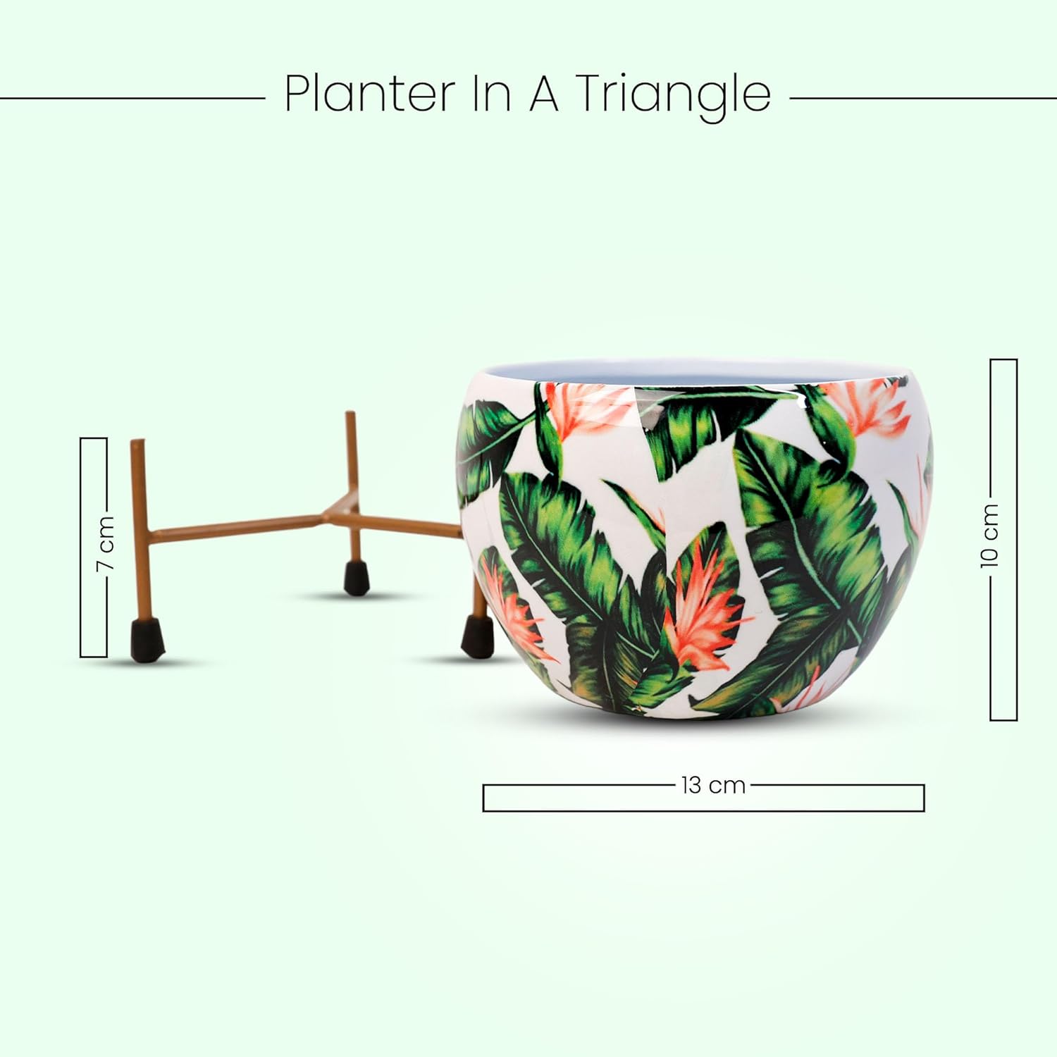 Indoor Metal decor Vase/Planter- White & Green Set of 2