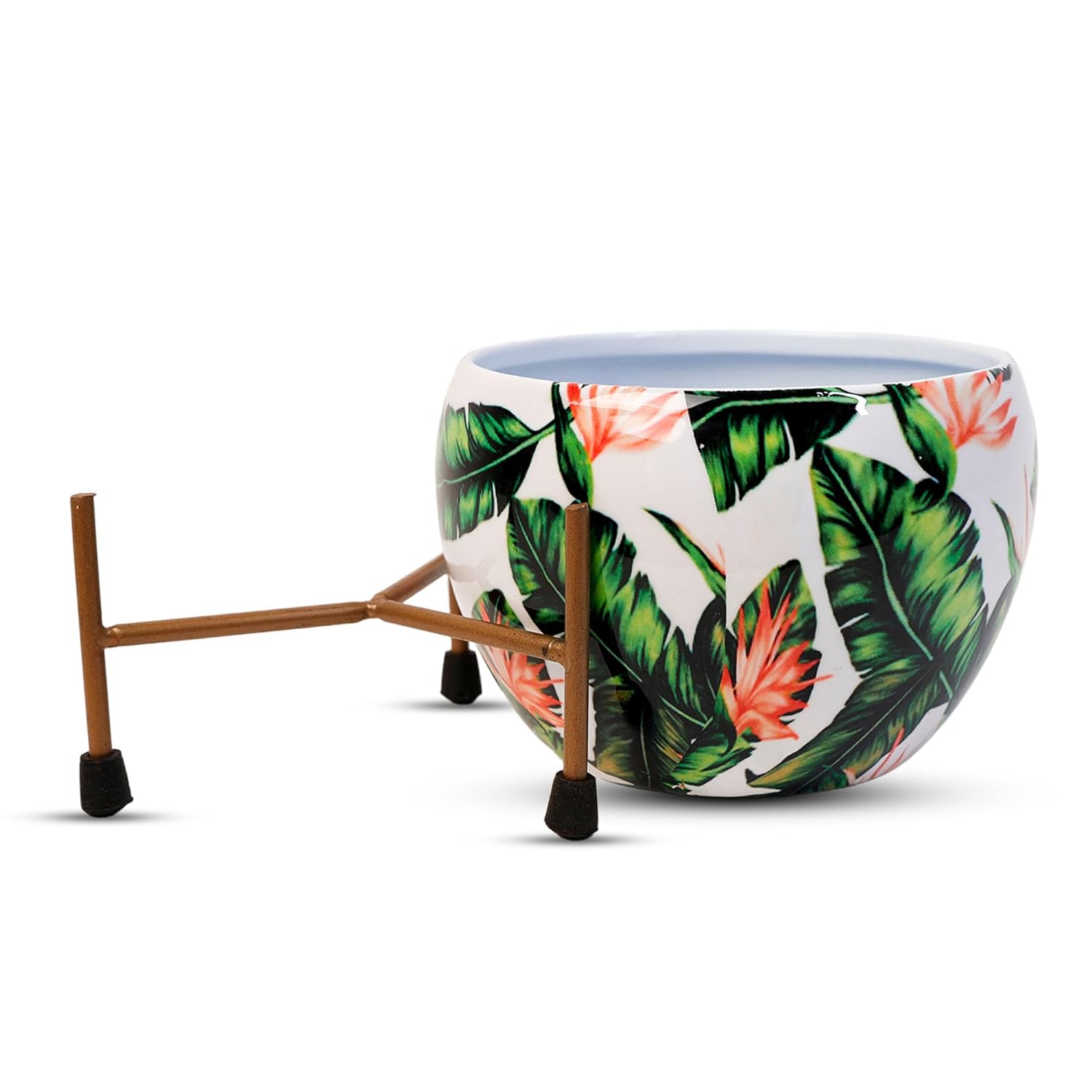 Indoor Metal decor Vase/Planter- White & Green Set of 2