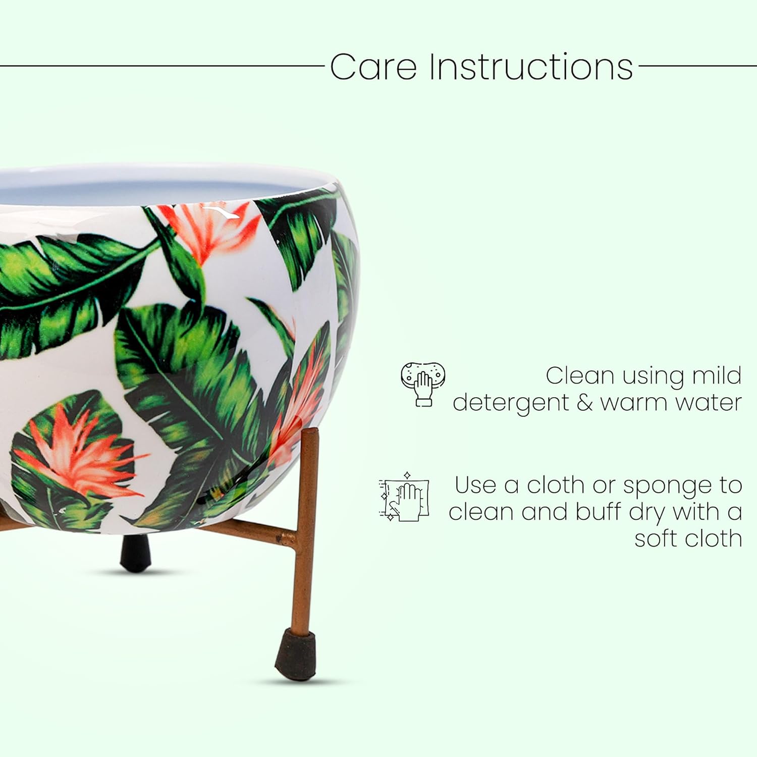 Indoor Metal decor Vase/Planter- White & Green Set of 2