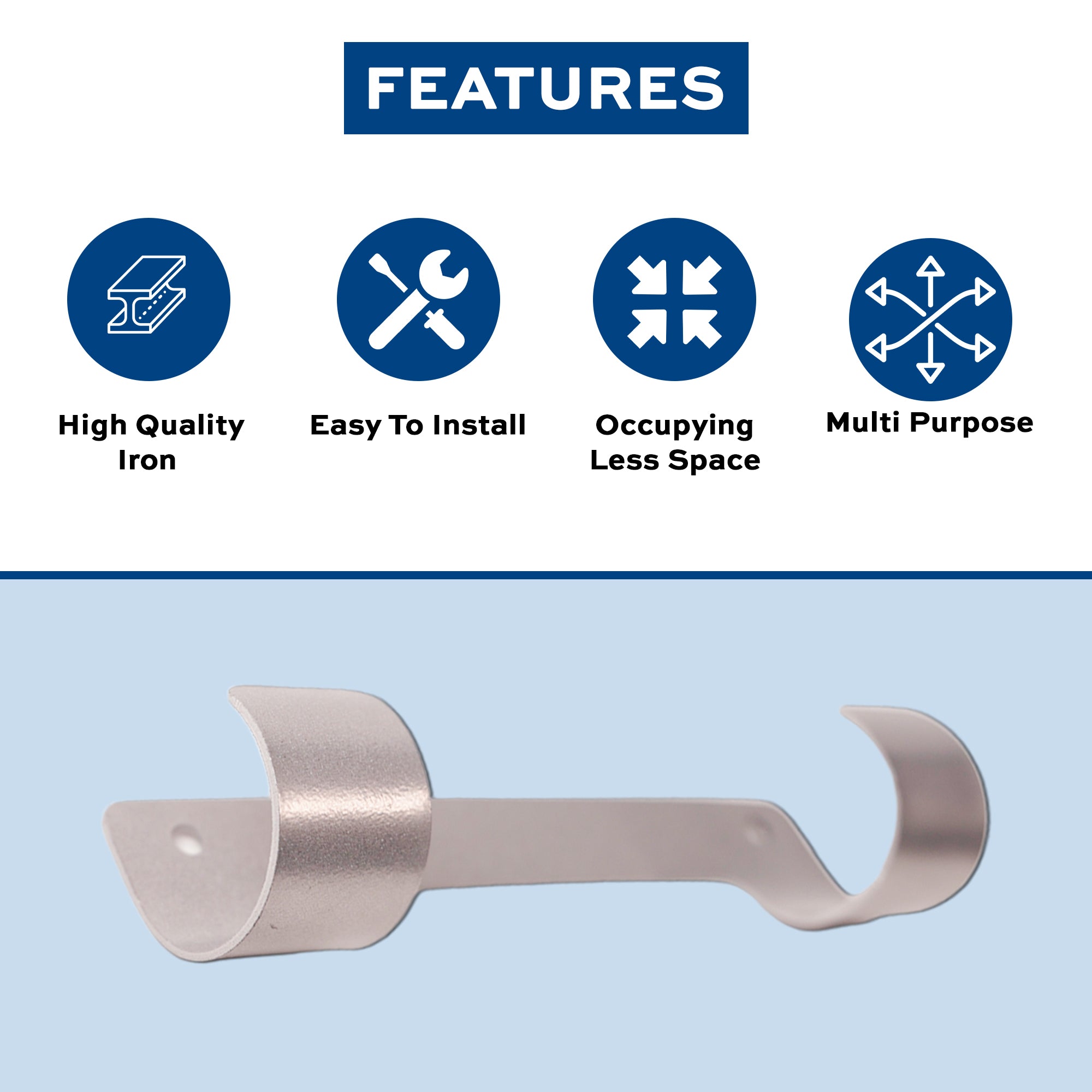 Ironing Board Hanger and Wall Mounted Iron Holder | Heat-Resistant With Detachable Hooks I Silver