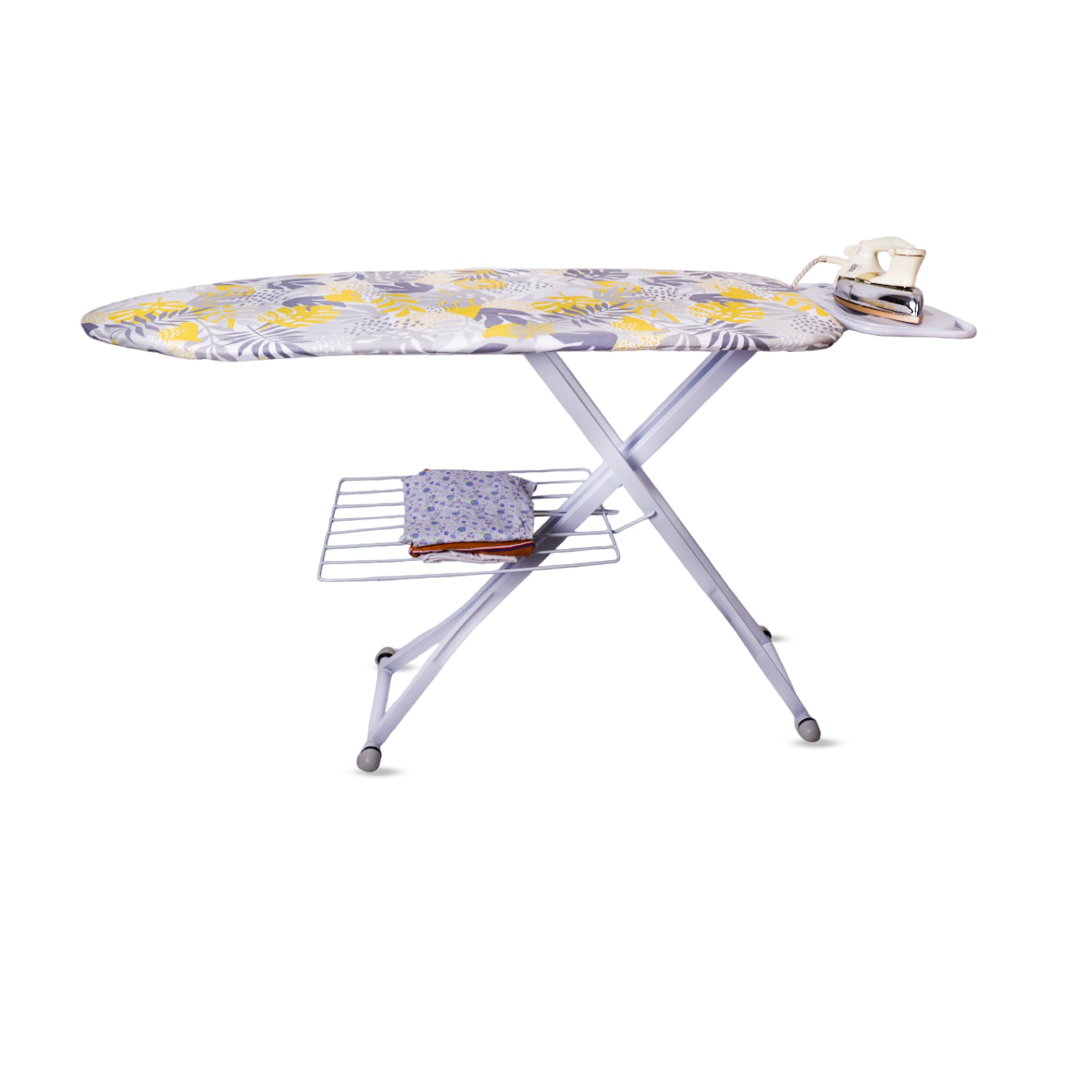 Tallinn Ironing Board |Ironing Board Maxima with Silicone Iron Rest & Silicon Stopper | Height Adjustable | Floral