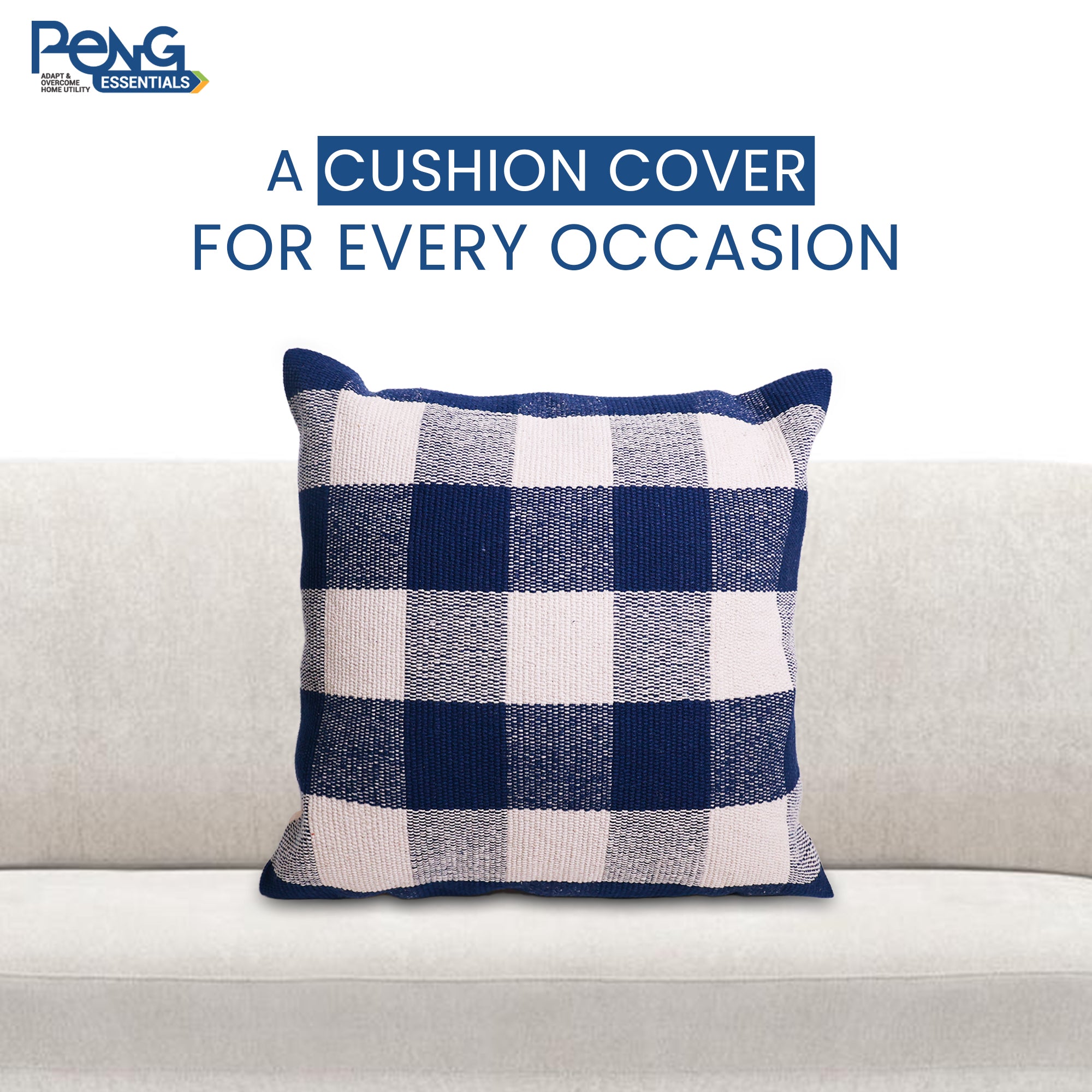 Navy Buffalo check Cushion Cover (45x45 cm) Pack of 2 I Navy