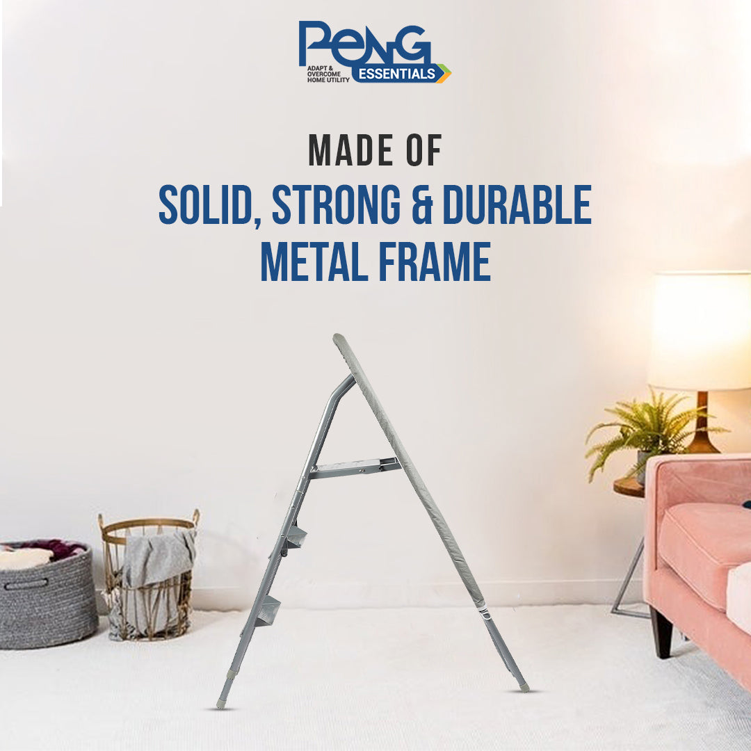 MultiComfort Ironing Board | Ironing Board with Step Ladder (Silver)