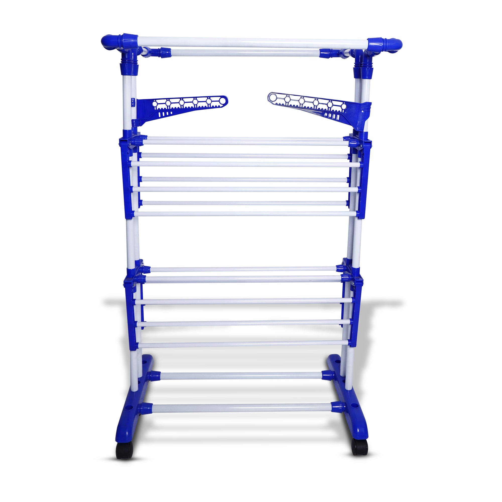 SuperLoad Cloth Drying Stand  | 2+1 Tier Big Foldable Powder Coated Mild Steel I Blue