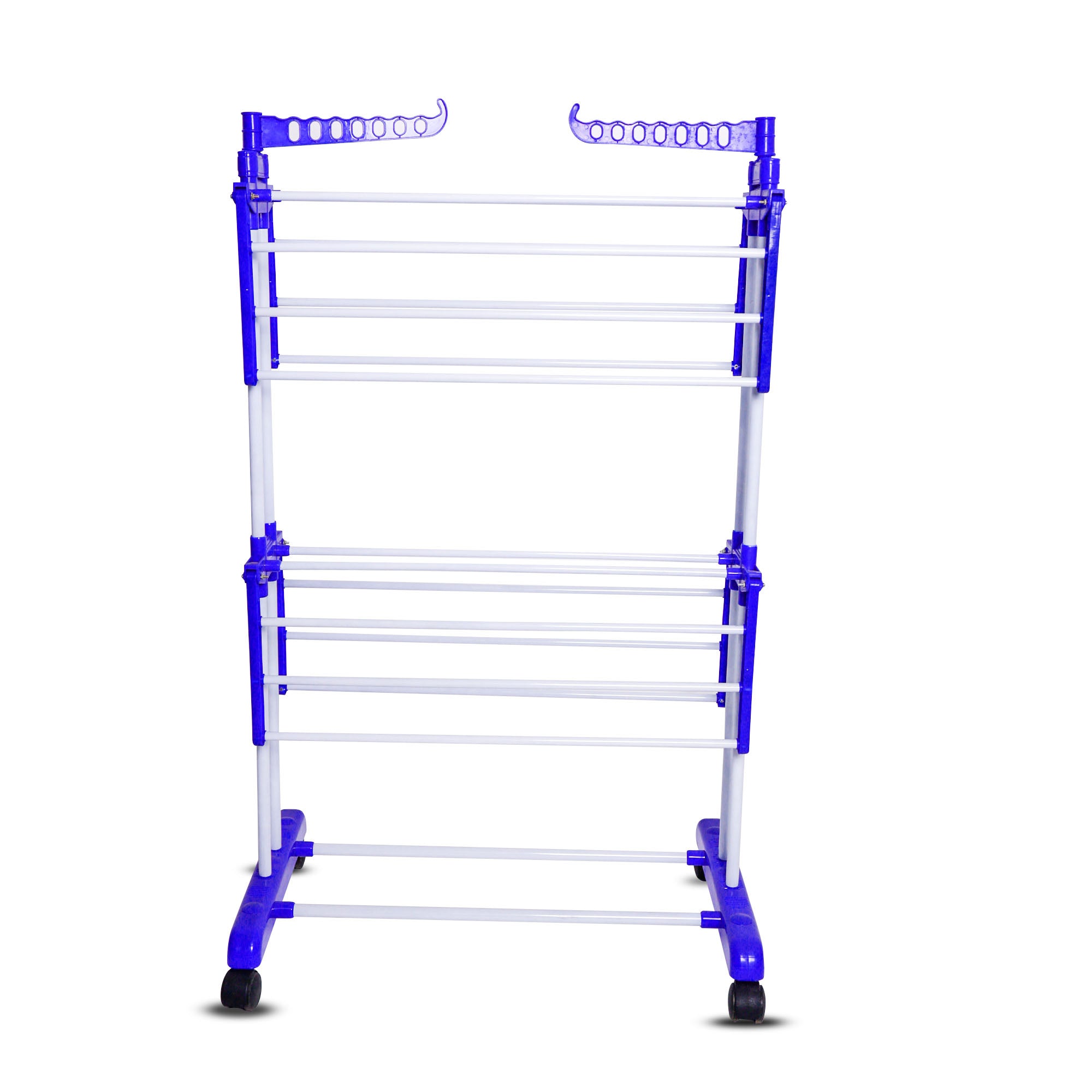 FlexiFold Cloth Drying Stand | 2-Tier Small Foldable Powder Coated Mild Steel I Blue