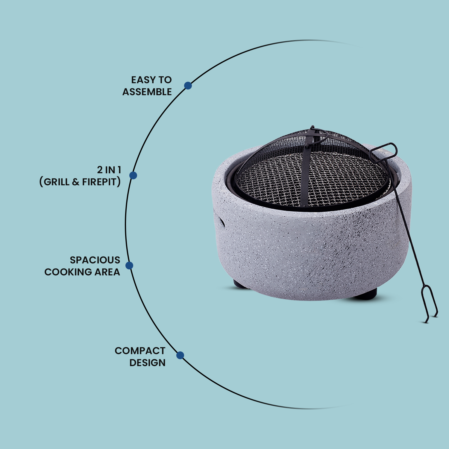 2-in-1 Fire Pit Charcoal Barbeque