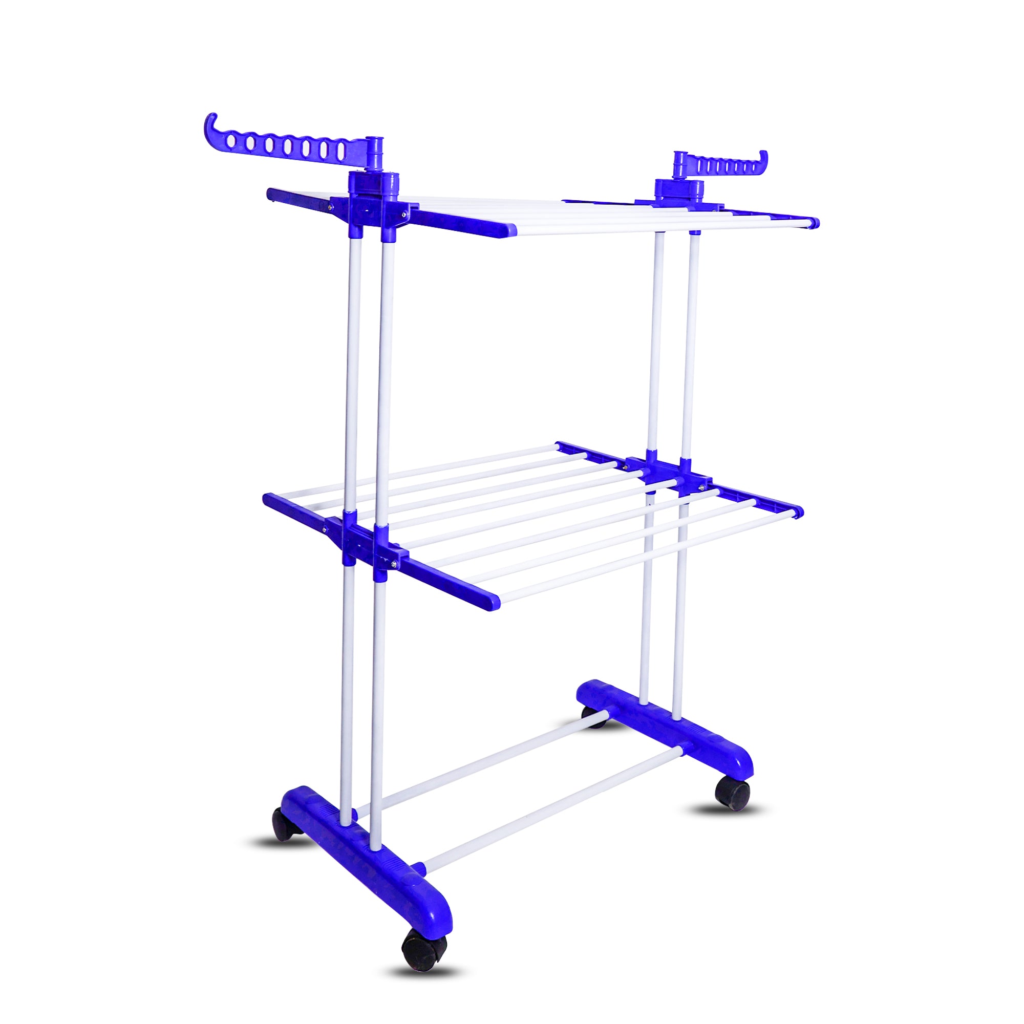 FlexiFold Cloth Drying Stand 2 Tier Small Foldable Powder Coated Mild Steel I Blue