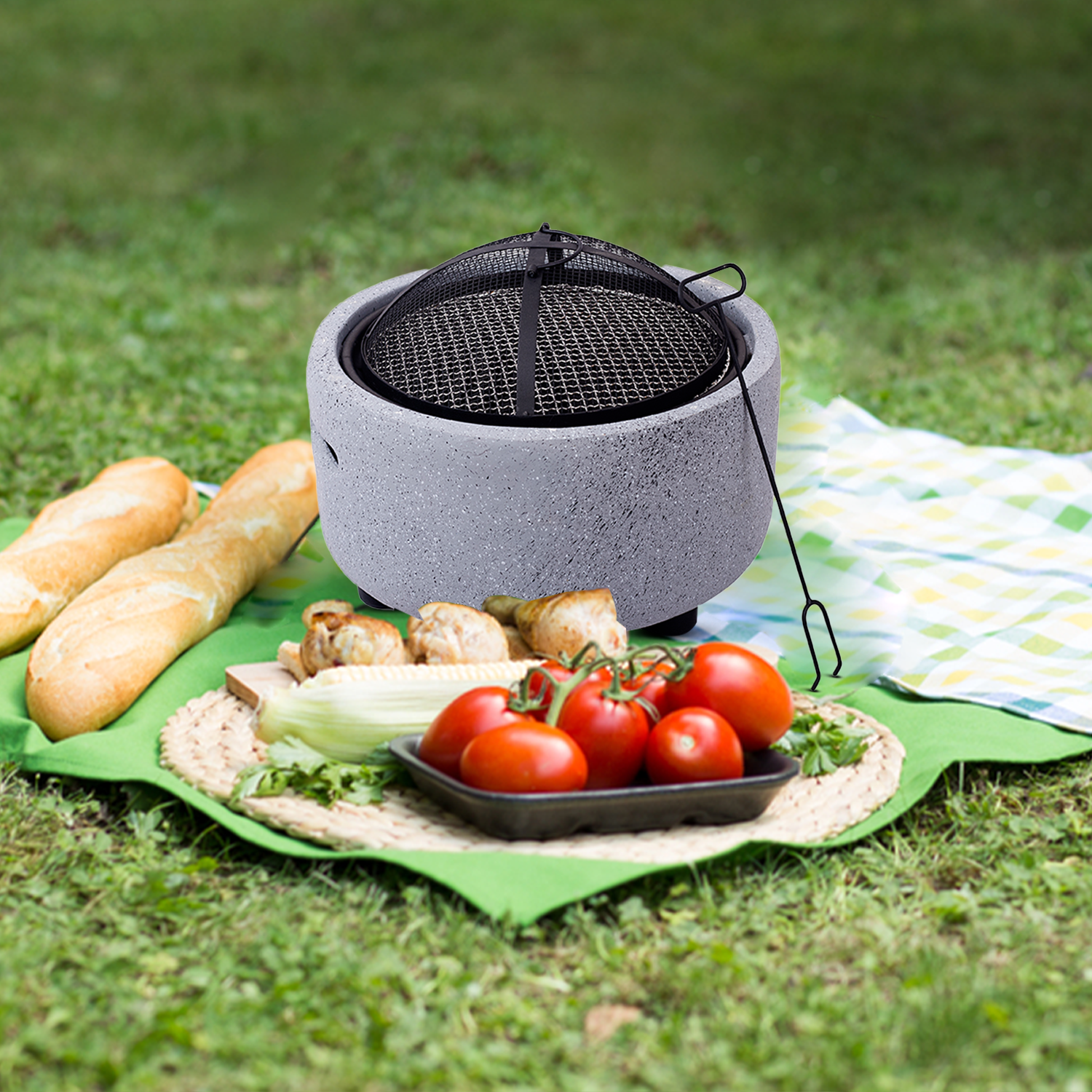 2-in-1 Fire Pit Charcoal Barbeque