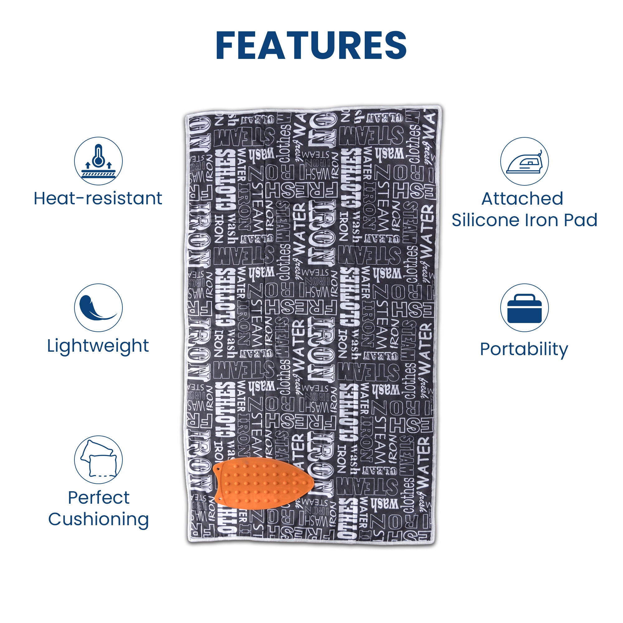 Iron Mat 119 X 69 | Silicone Iron Rest Protector | Steam Press On Table I Black