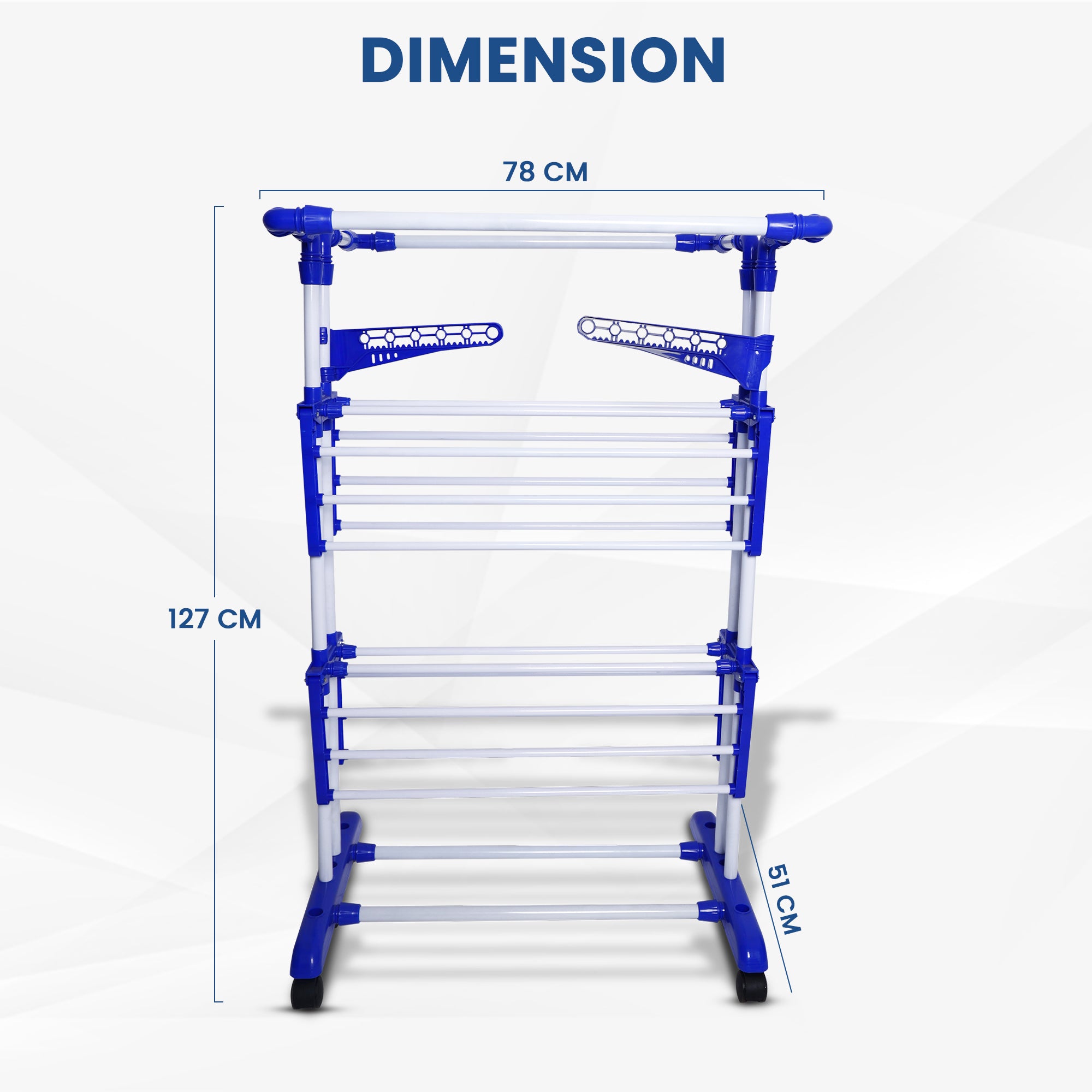 SuperLoad Cloth Drying Stand | 2+1 Tier Big Foldable Powder Coated Mild Steel I Blue