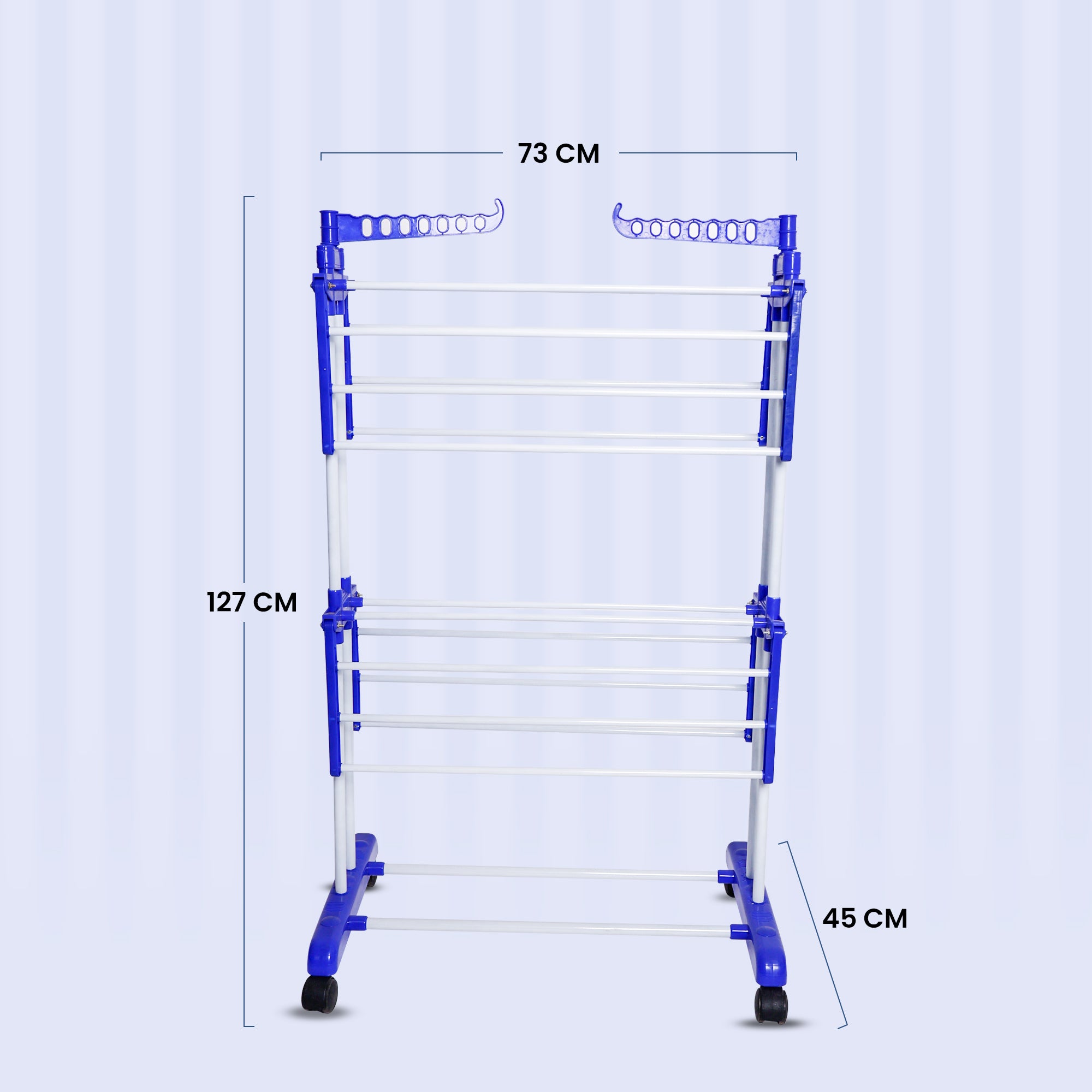 FlexiFold Cloth Drying Stand | 2-Tier Small Foldable Powder Coated Mild Steel I Blue