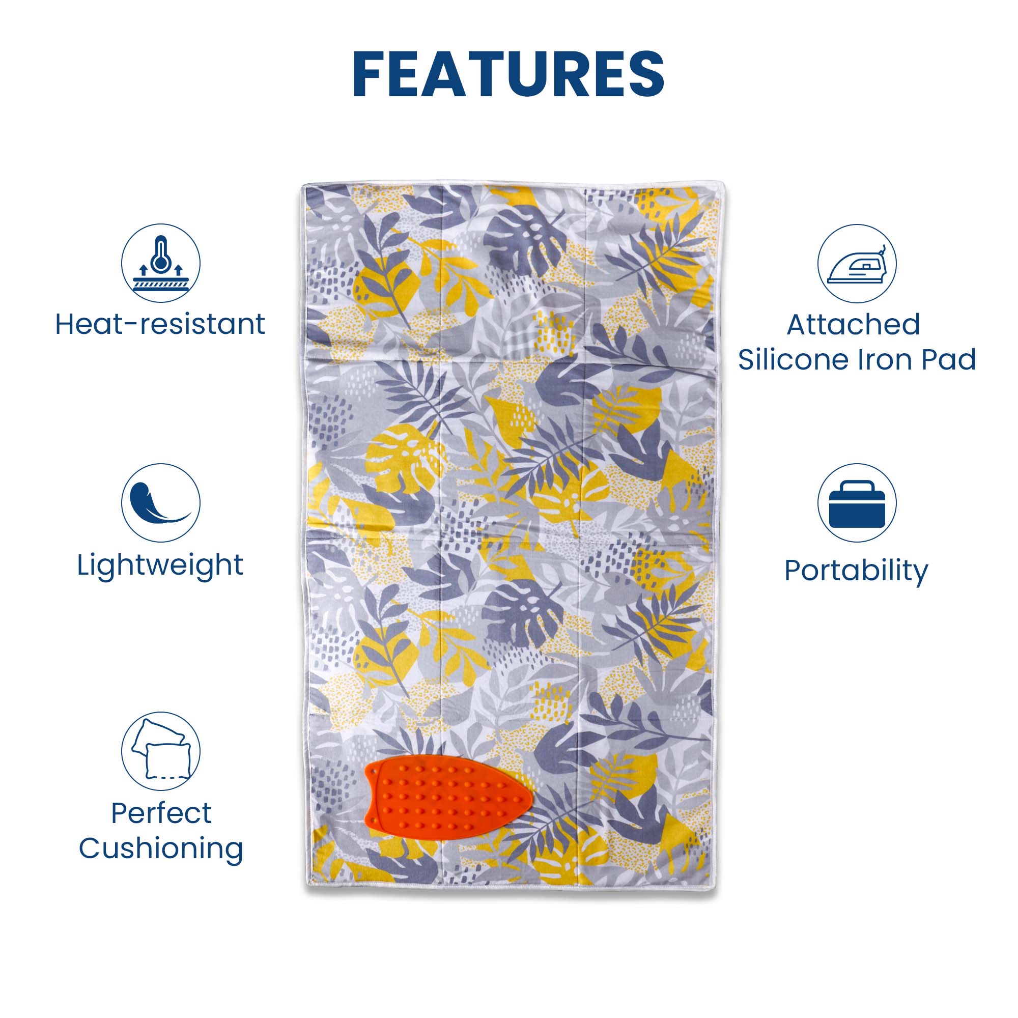 Ironing Mat 119 X 69 CM  | Silicone Iron Rest Protector | Steam Press On Table I Floral