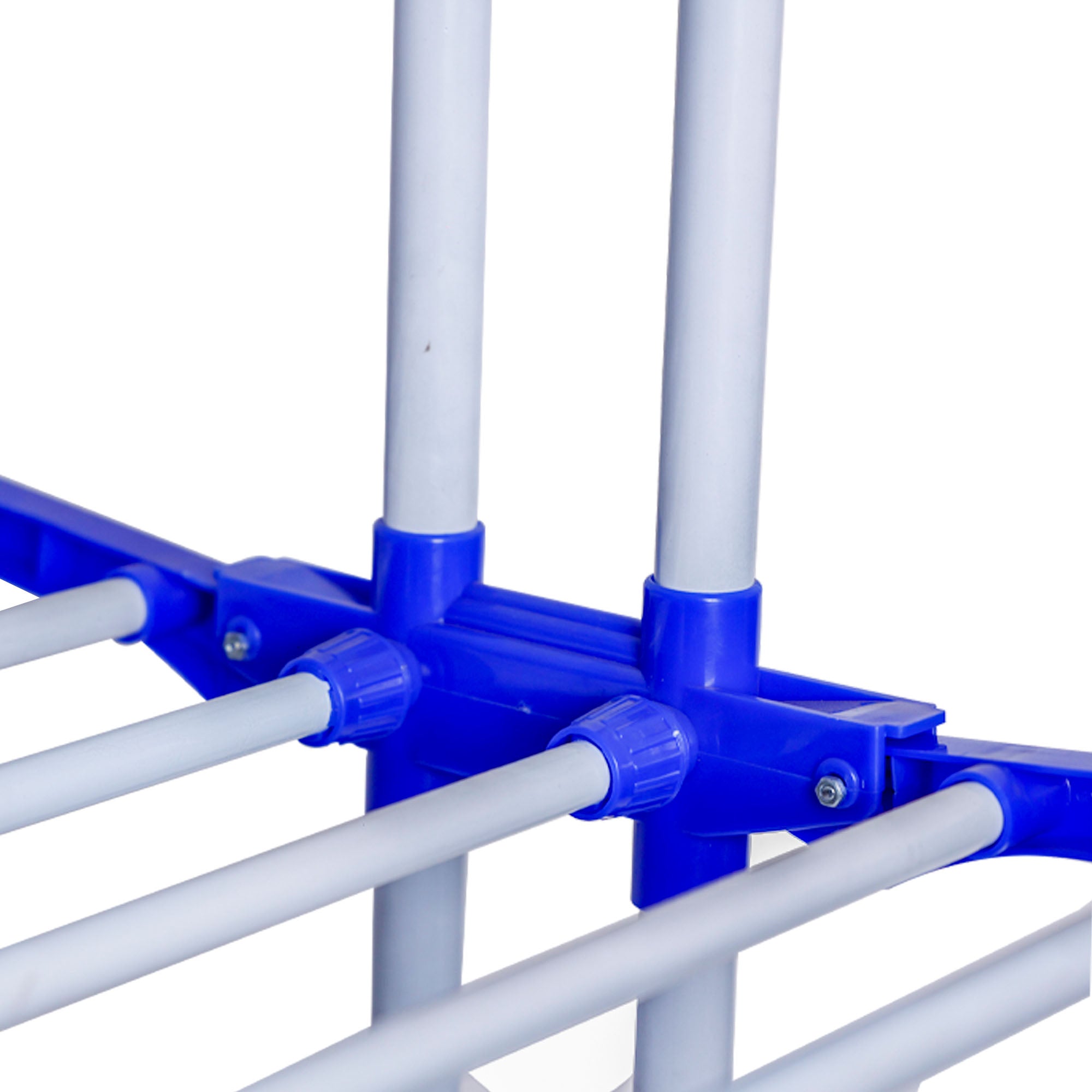 PoleMax Cloth Drying Stand | 3+1 Tier Big Foldable Powder Coated Mild Steel I Blue