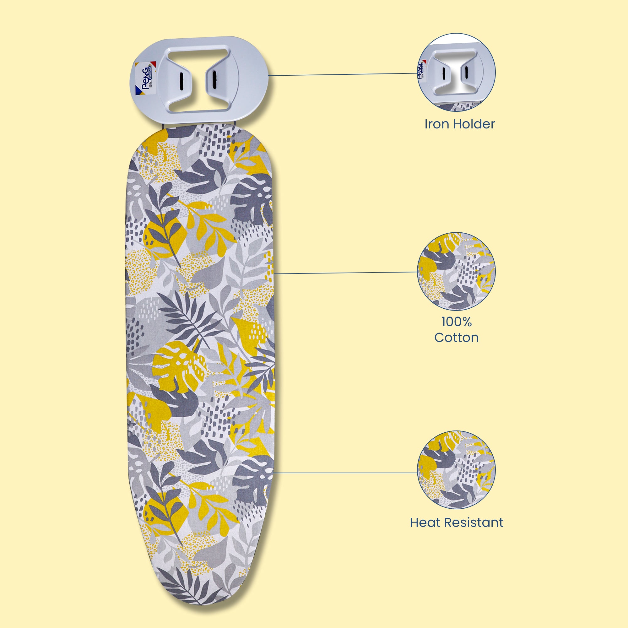 Seville Ironing Board | H-Leg Mild Steel Ironing Board with Silicone Iron Rest I Floral