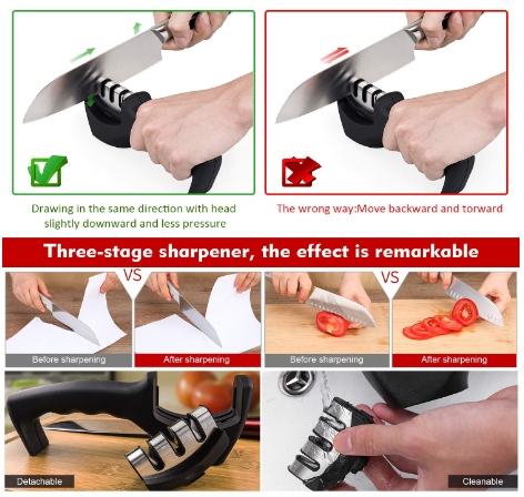Manual 3 Stage Knife Sharpening Tool for Ceramic Knife and Steel Knives