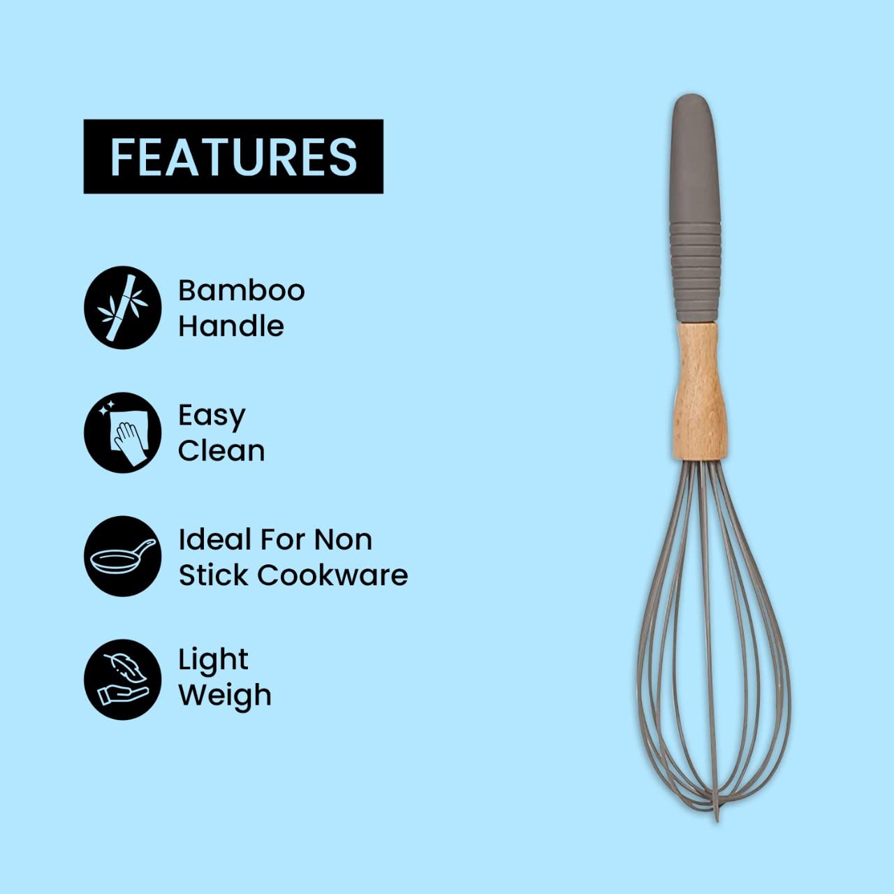 Silicone 12 Inch Whisk with Stainless Steel Head