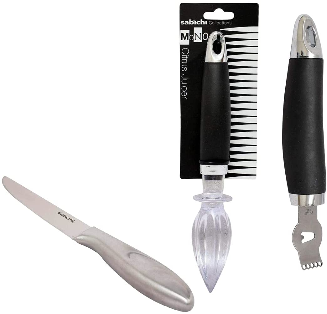 Sabichi Kitchen Essentials Combo Set of Stainless Steel Utility Knife, Acrylic Head Citrus & Mono Zester