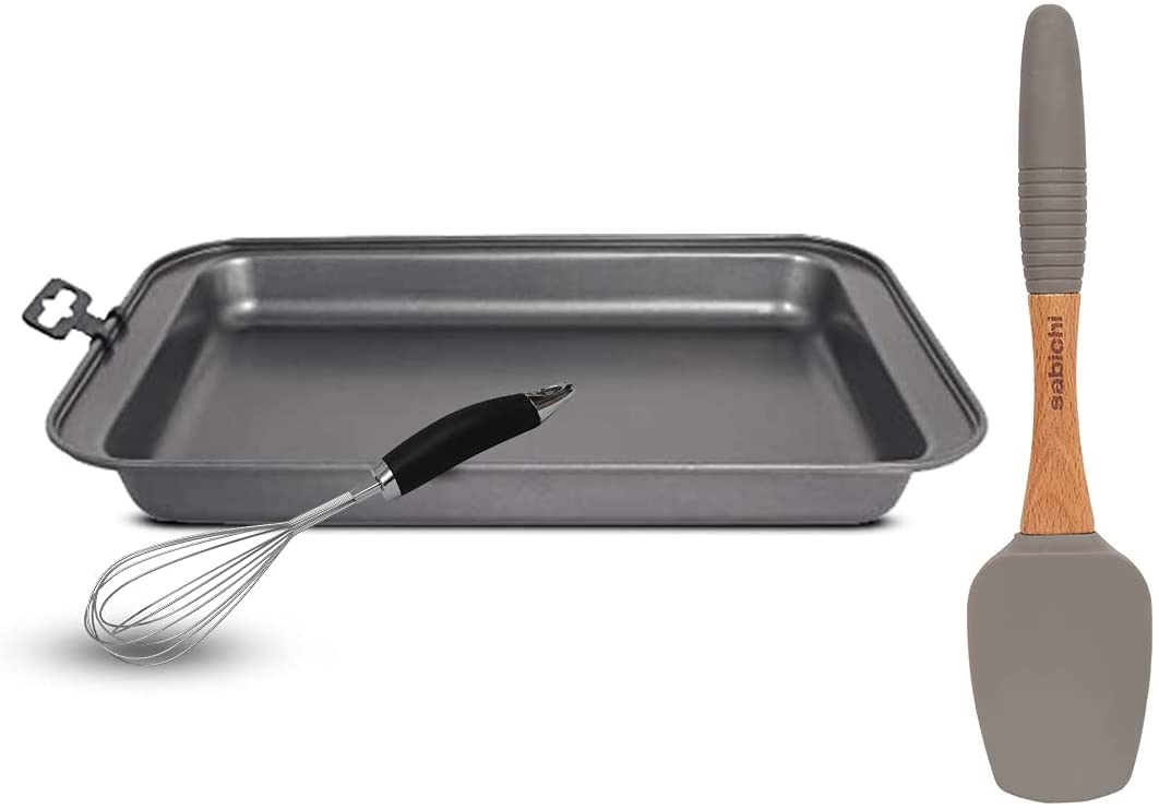 Haden Baking Combo of Non Stick Roast Pan, 12 Inch Stainless Steel Mono Whisk with Silicone Large Spatula