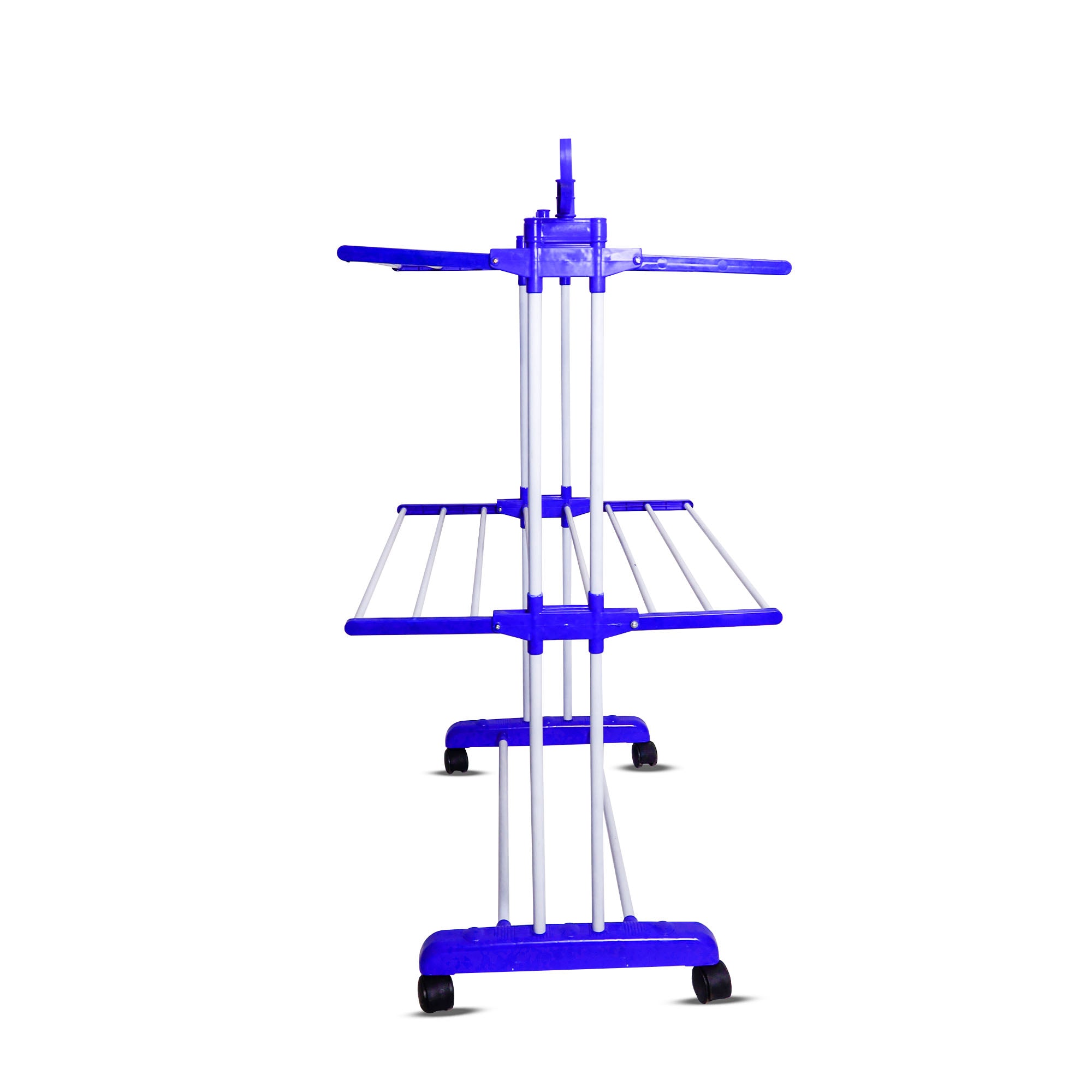 FlexiFold Cloth Drying Stand | 2-Tier Small Foldable Powder Coated Mild Steel I Blue