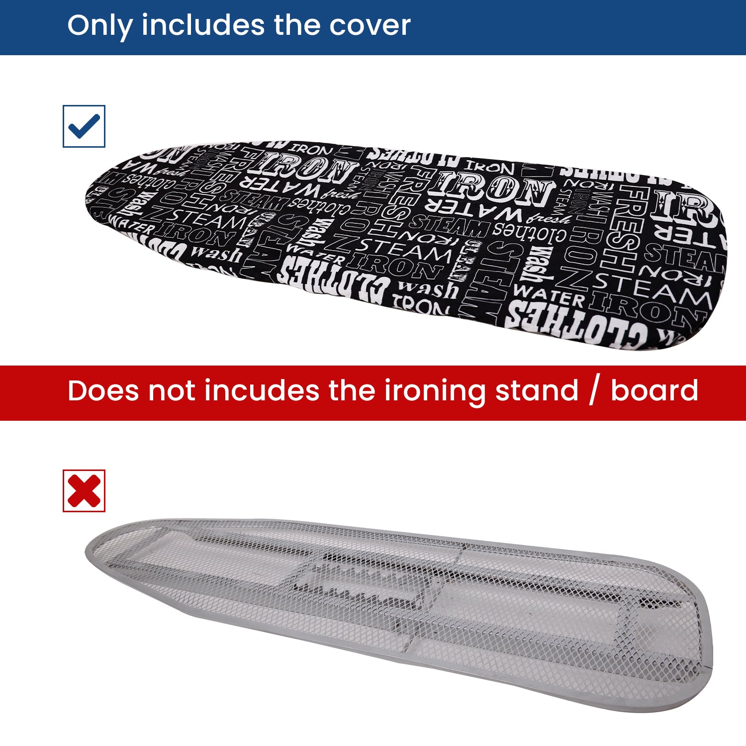 Black Printed 3-Leg Ironing Board Cover