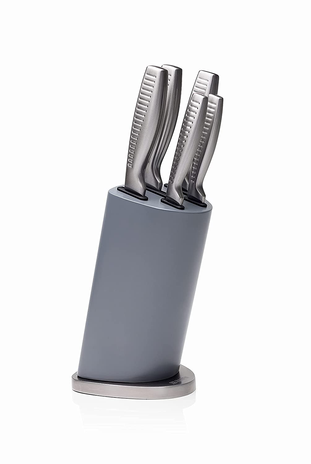 Haden Perth Slate Grey Stainless Steel 5 Piece Knife Block Set - pengessentials