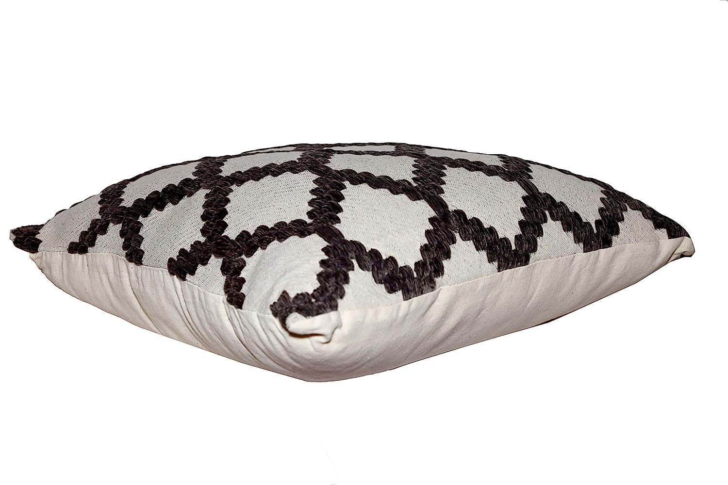 Diamond Pattern Cushion Cover (50x50 cm) Pack of 2 I White & Black