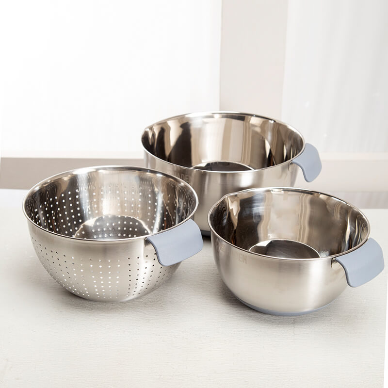Haden 3pc Mixing Bowl and Colander Set - Slate Grey - pengessentials