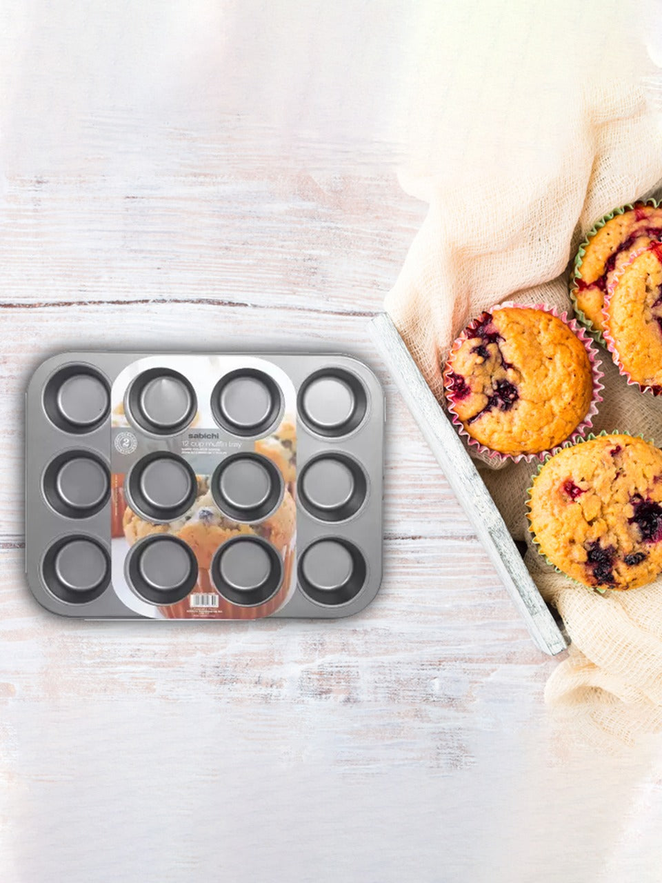 Sabichi Non Stick Cup Cake Bun Muffin Tray 12 Cup Moulds - pengessentials