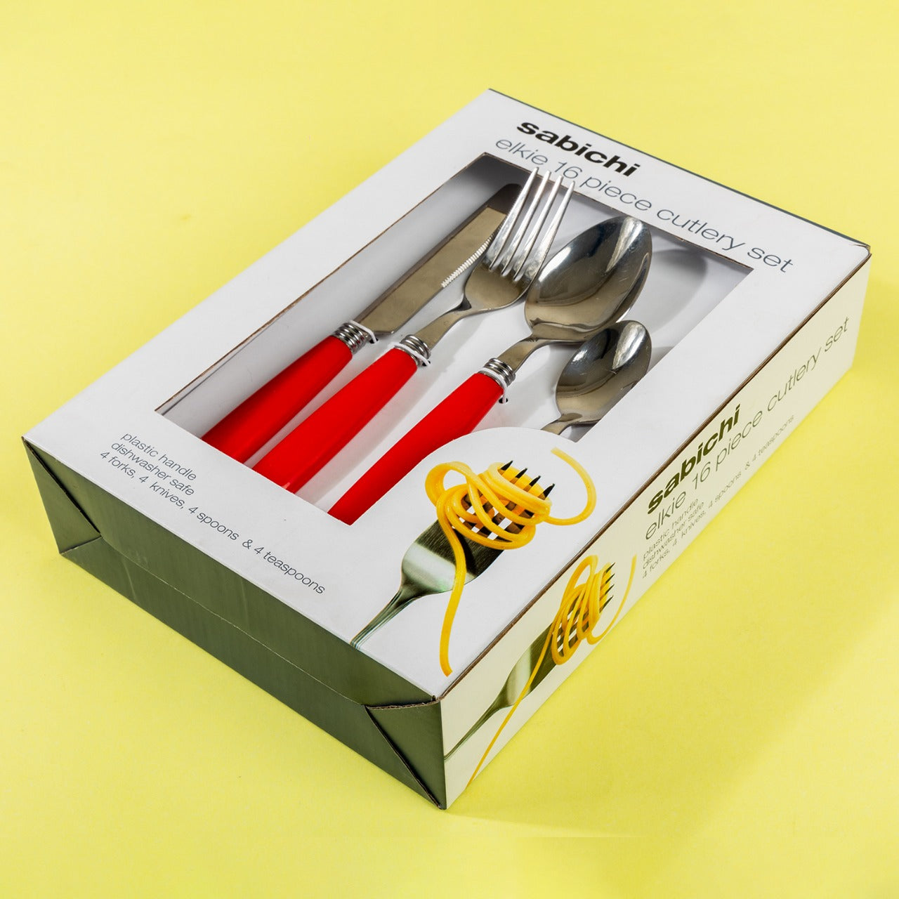 Sabichi Elkie 16-Piece Cutlery Set, Red |Quality Food Grade Stainless Steel | 4 x Table Knives, 4 x Table Forks, 4 x Table Spoons & 4 x Tea Spoons - pengessentials