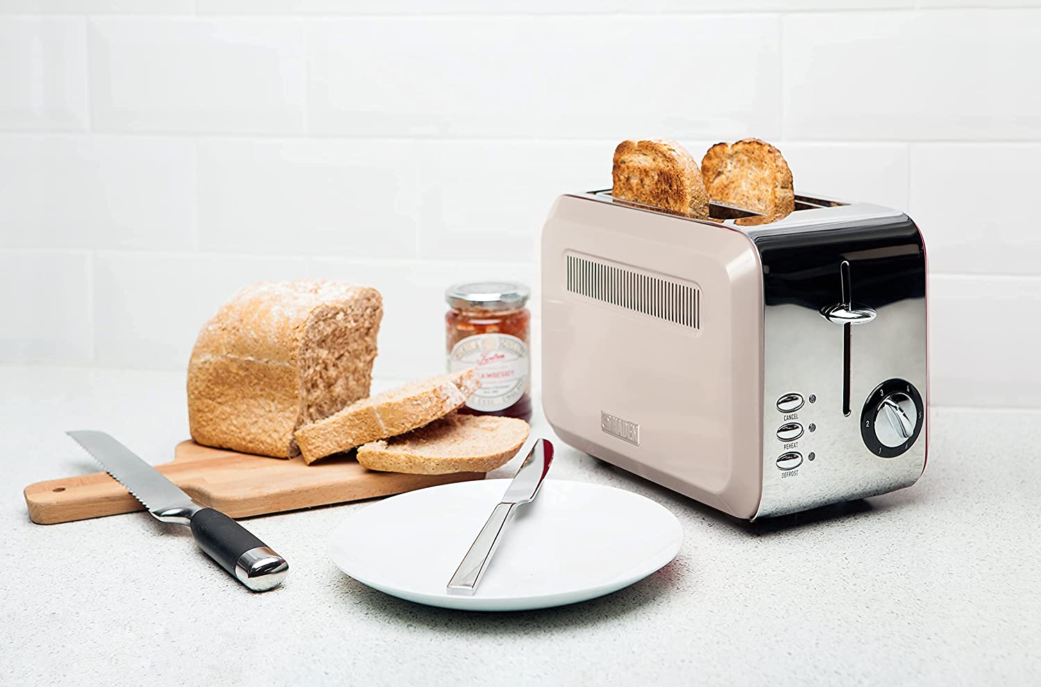 Haden Boston 2-Slice Auto Pop Up Toaster (Cream) - pengessentials